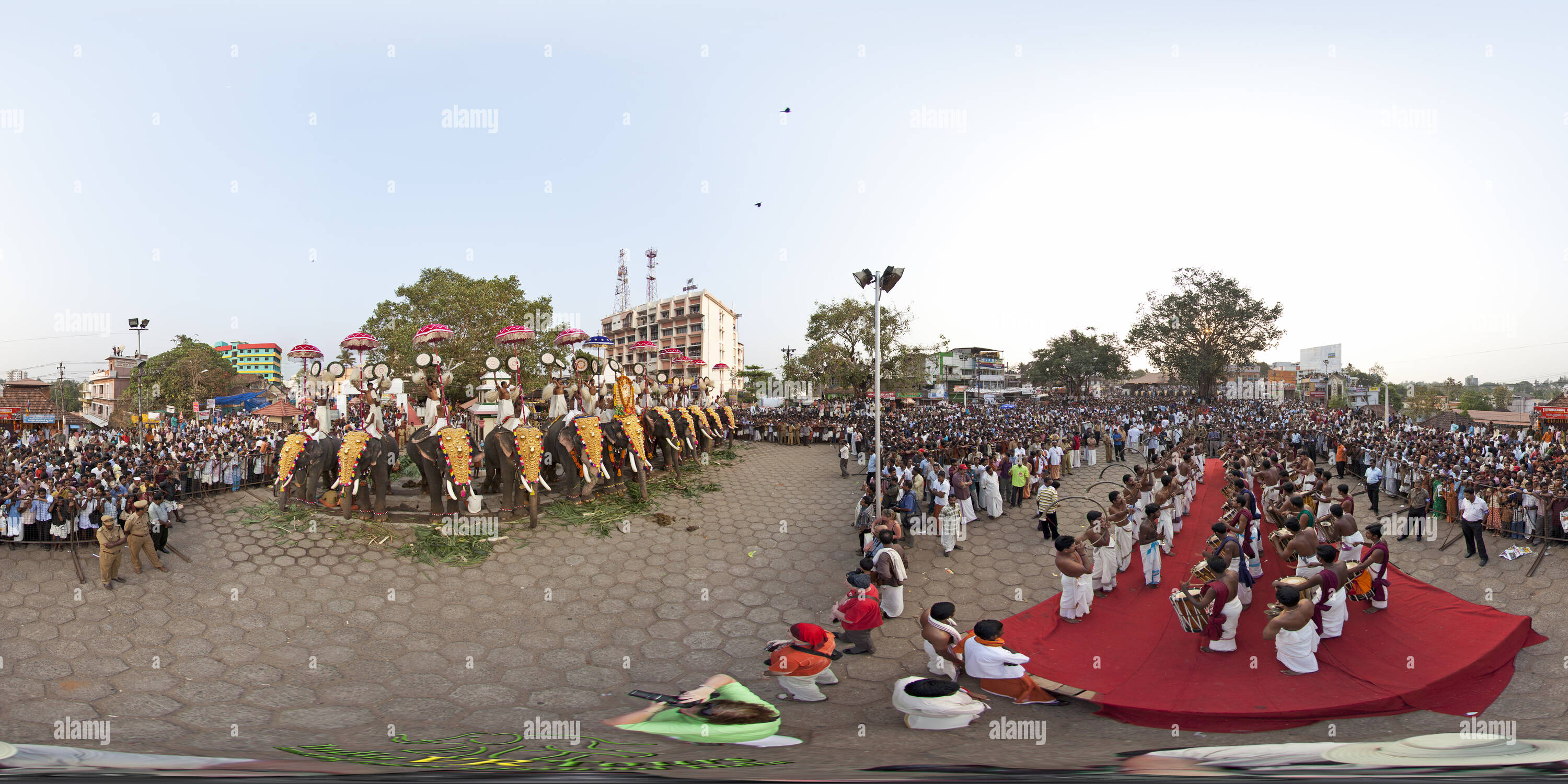 360° view of Twenty Two Elephants, Pakal Pooram Thirunakkara Mahadevar