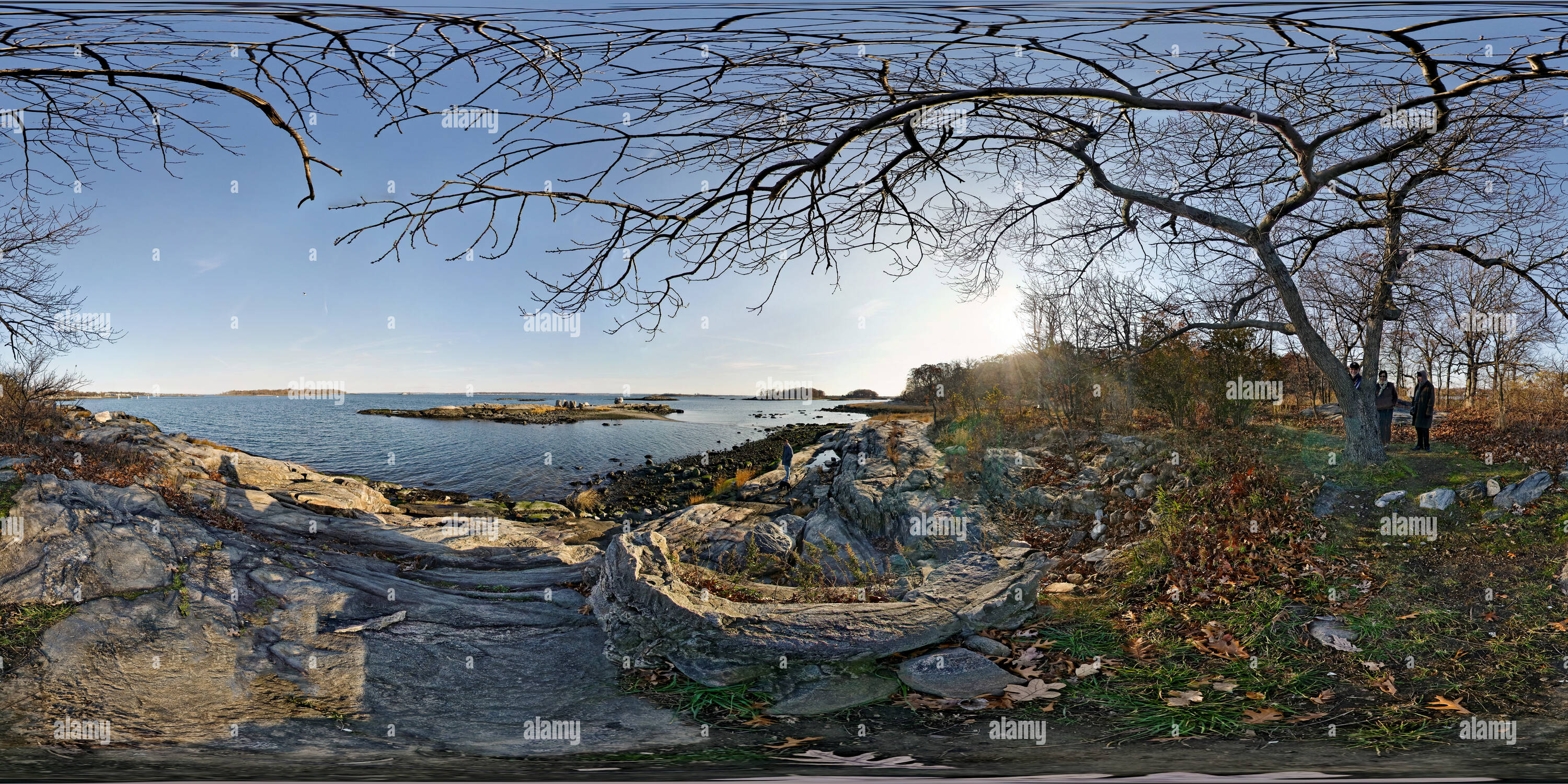 360 degree panoramic view of Hunter Island, Pelham Bay Park, New York
