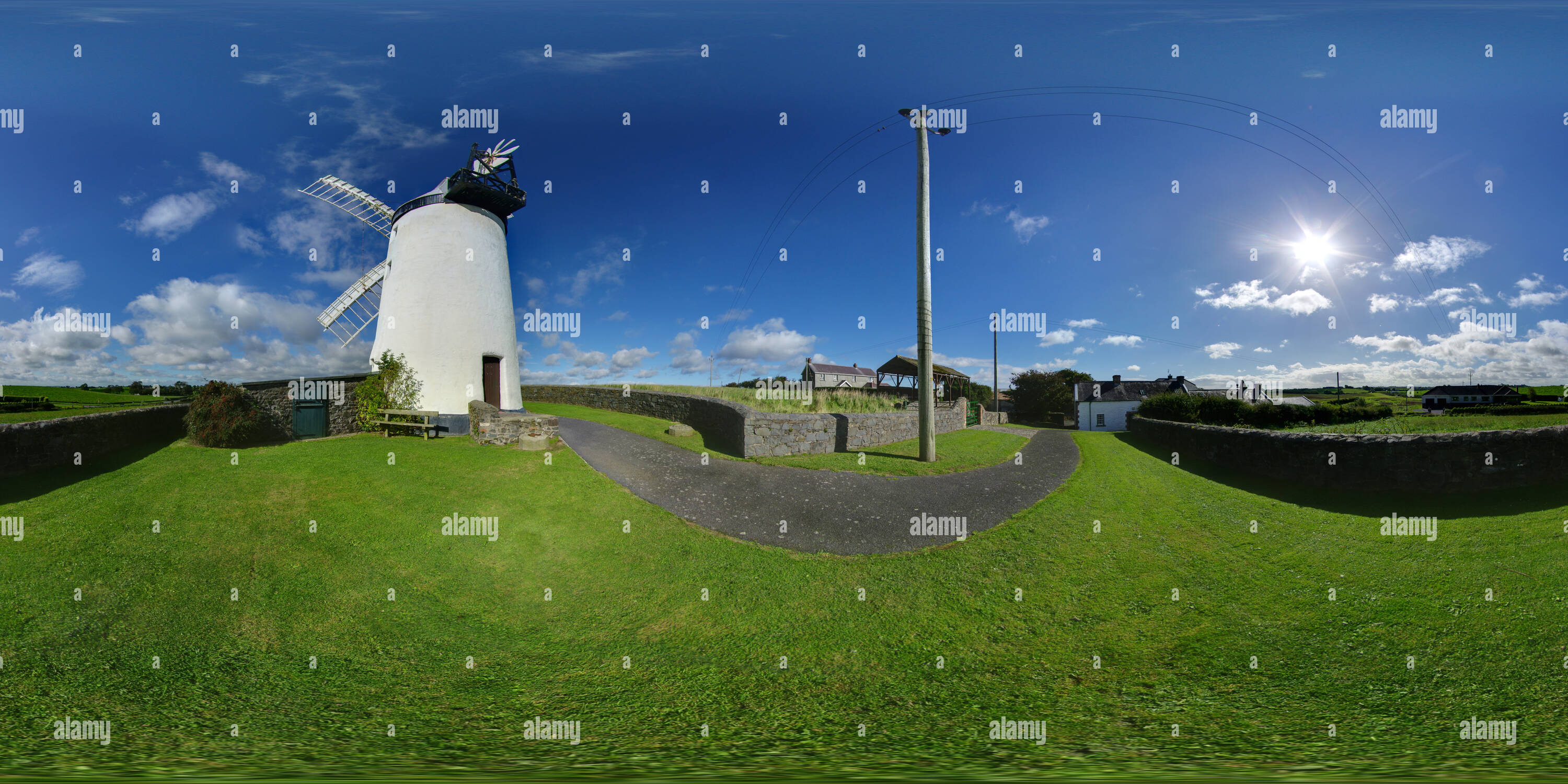 360 degree panoramic view of Ballycopeland Windmill , Millisle , Northern Ireland