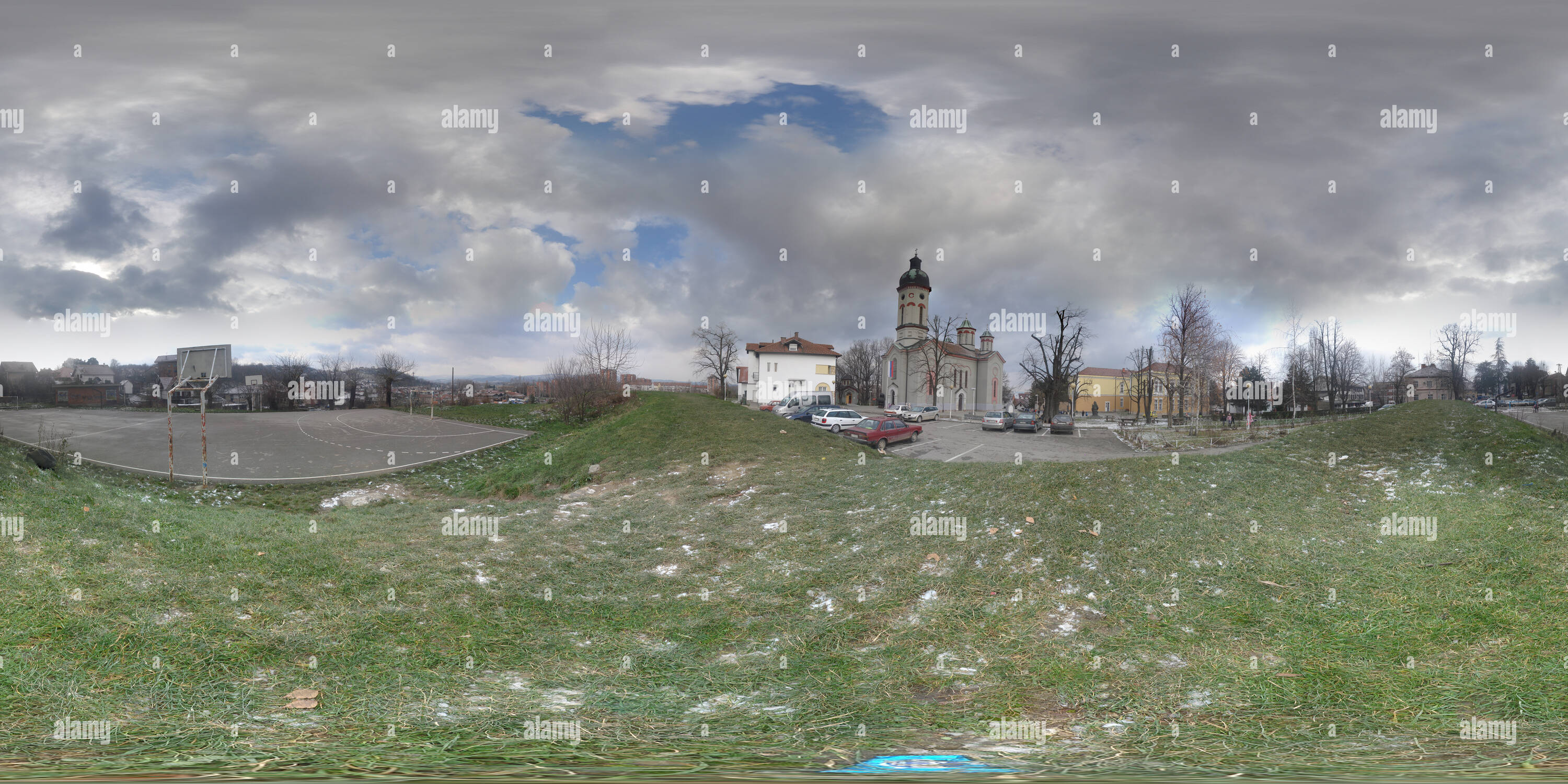 360 degree panoramic view of Orthodox Church of The Holy Virgin Loznica