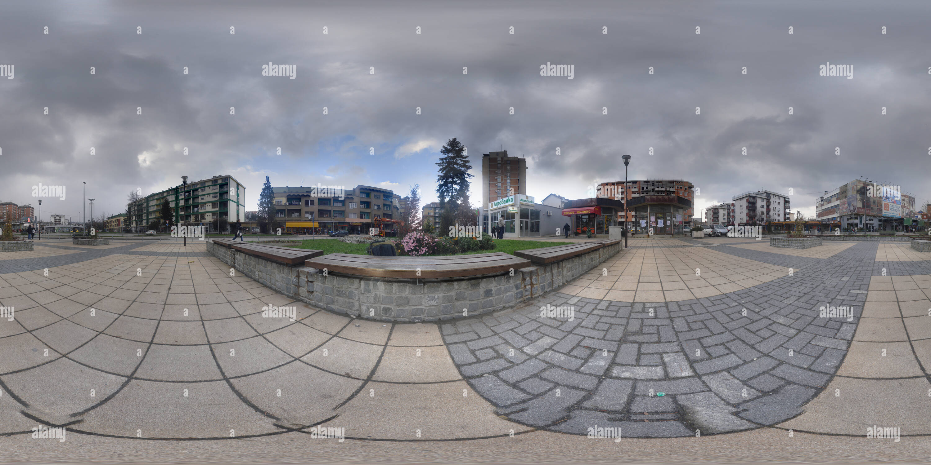 360 degree panoramic view of City Square 'Vuk Karadzic' Loznica