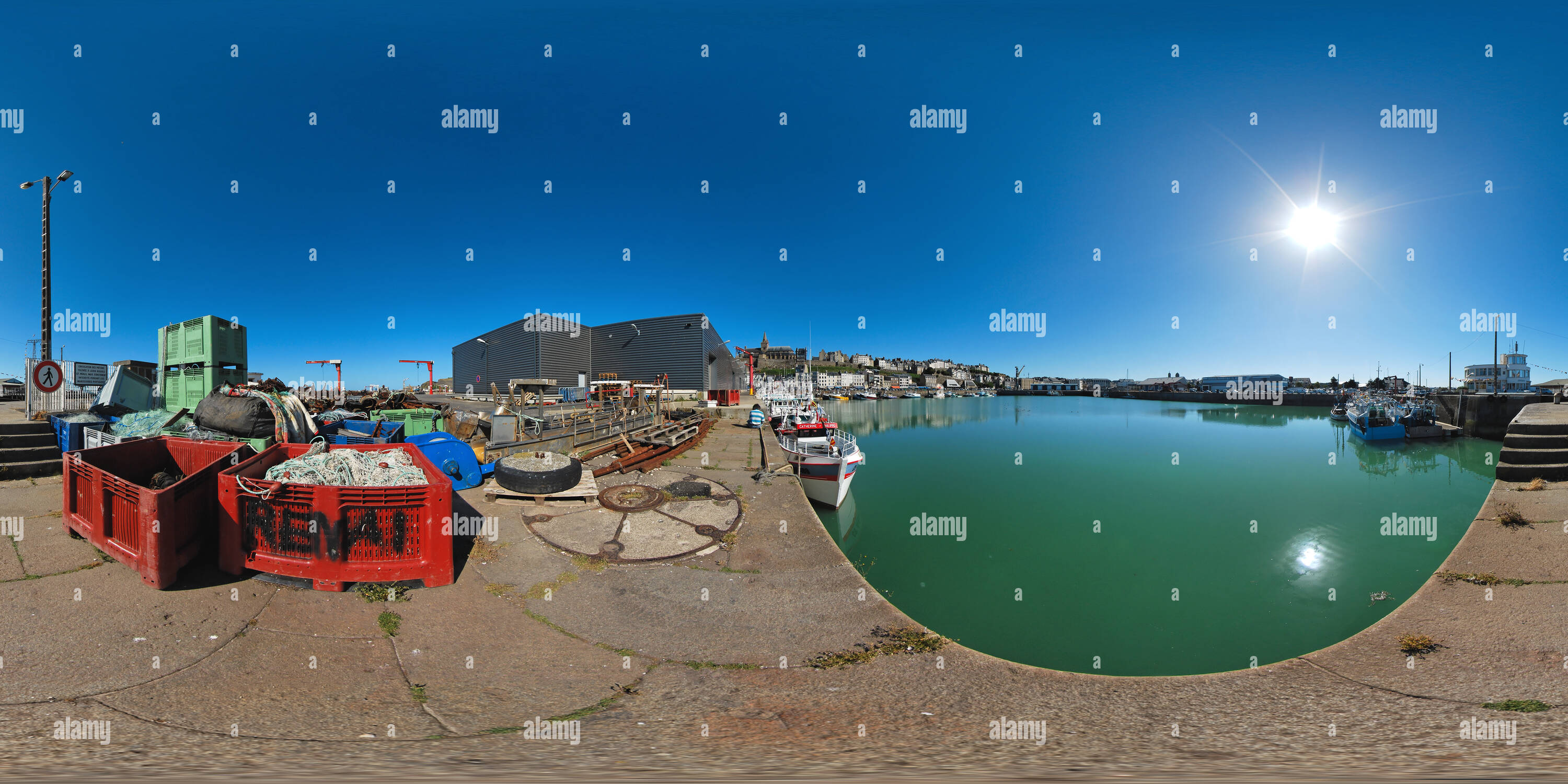 360 degree panoramic view of Matériel de pêche du quai ouest de Granville  -  France