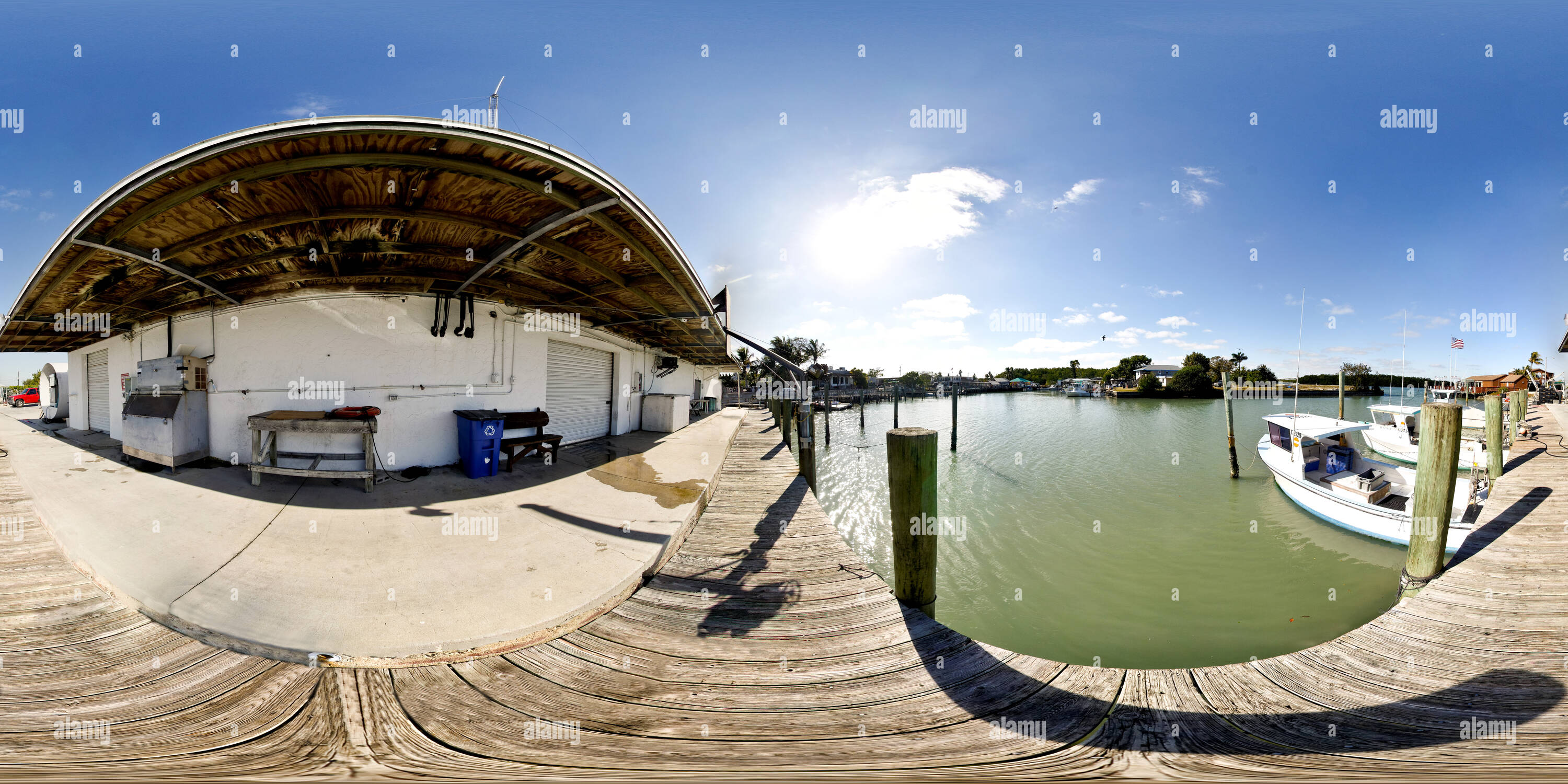 360 degree panoramic view of Fisherman's Dock, Goodland Harbor, Florida
