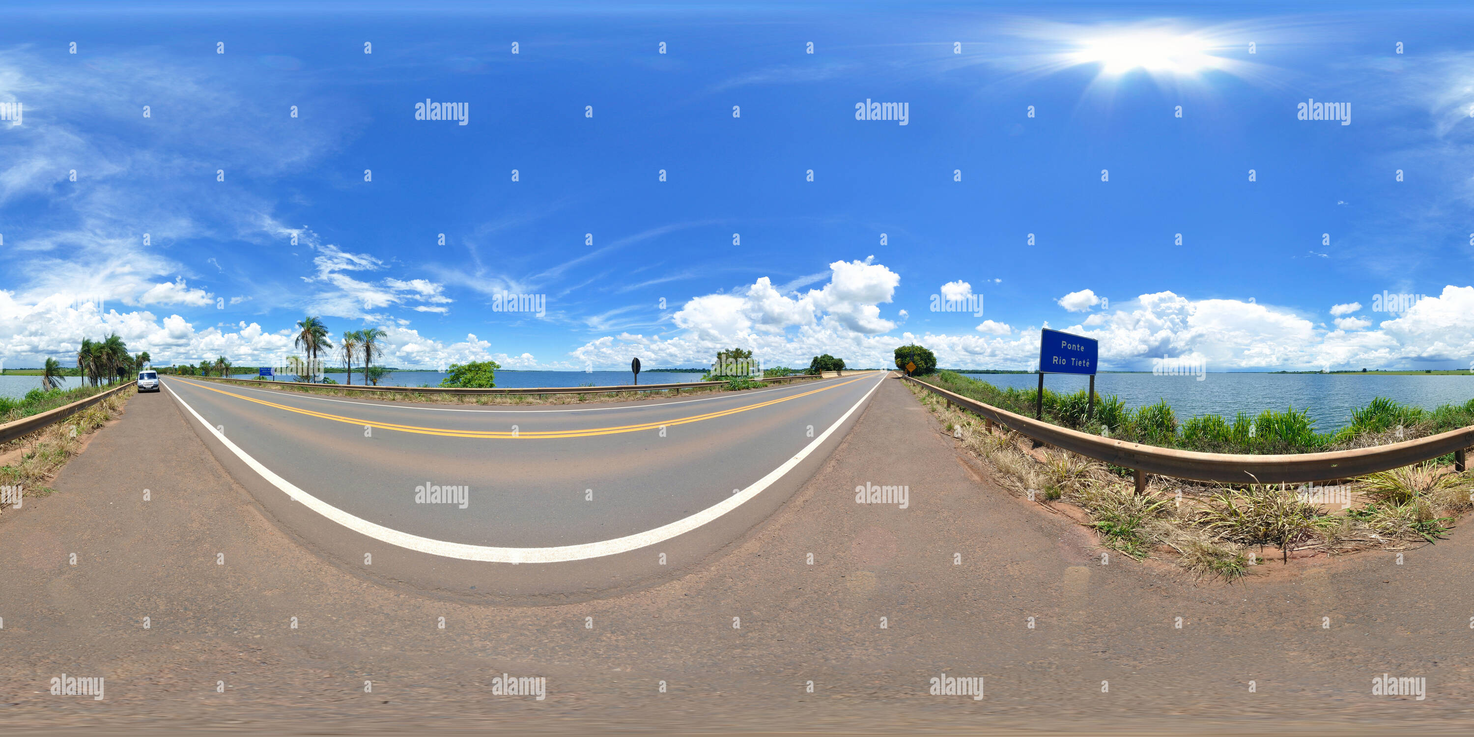 360 degree panoramic view of Tiete´s river bridge