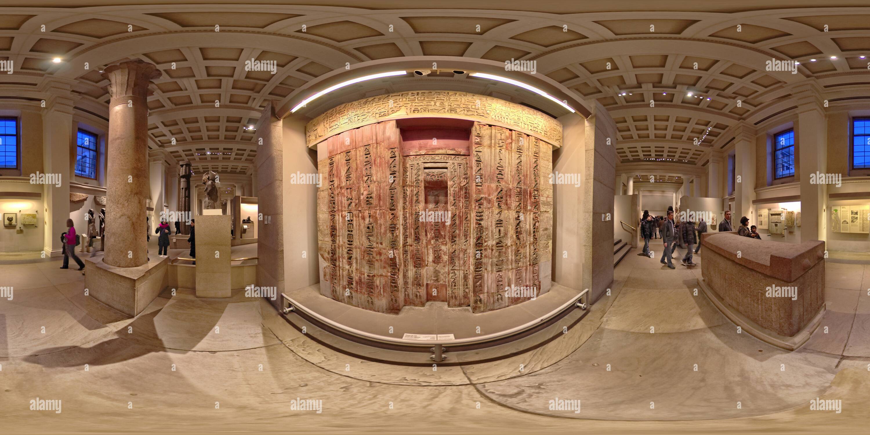 360 degree panoramic view of Red Granite Sarcophagus From Giza Egyptian Collection British Museum London England