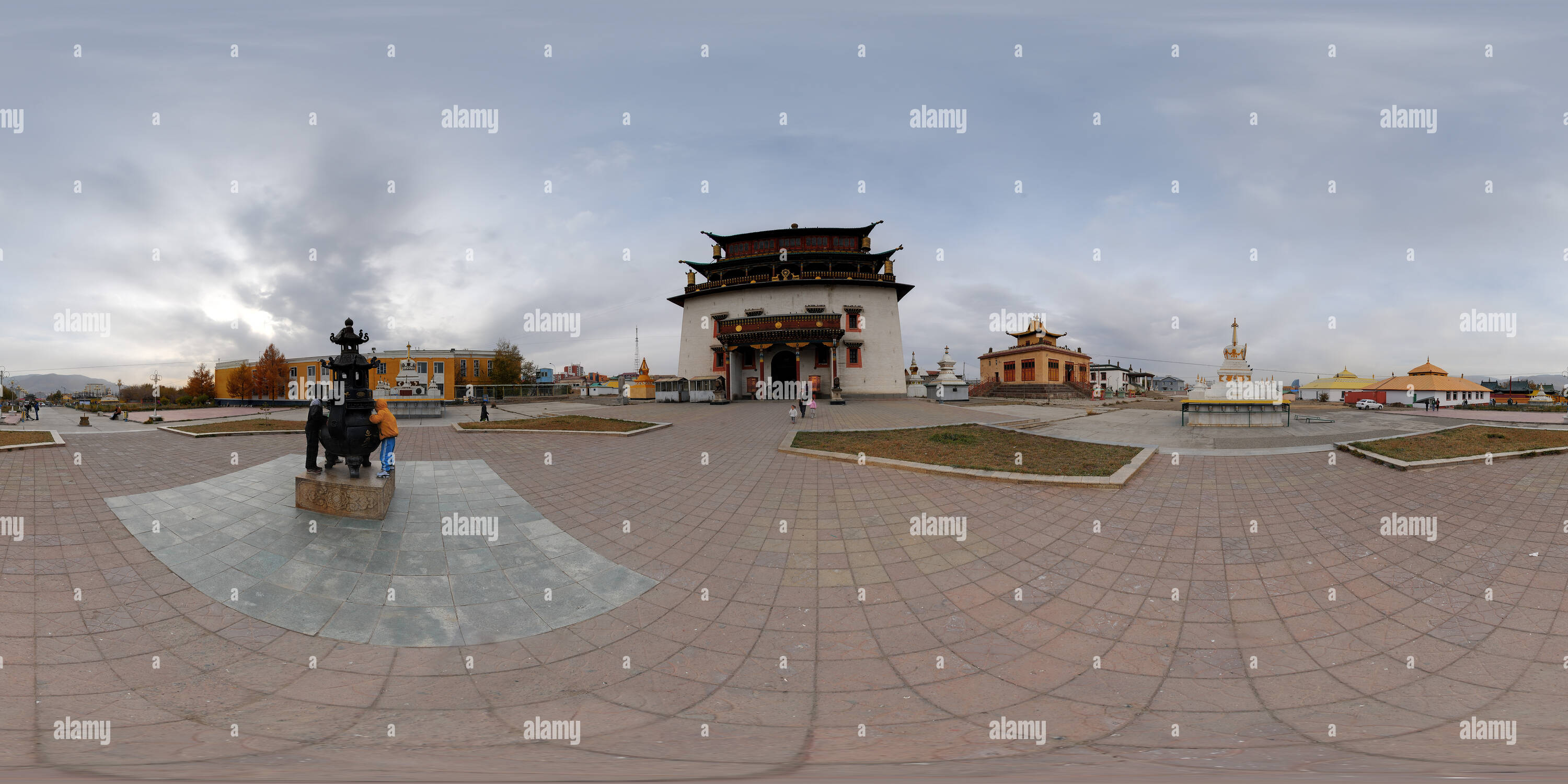 360 degree panoramic view of Gandan Monastery, Ulanbataar,