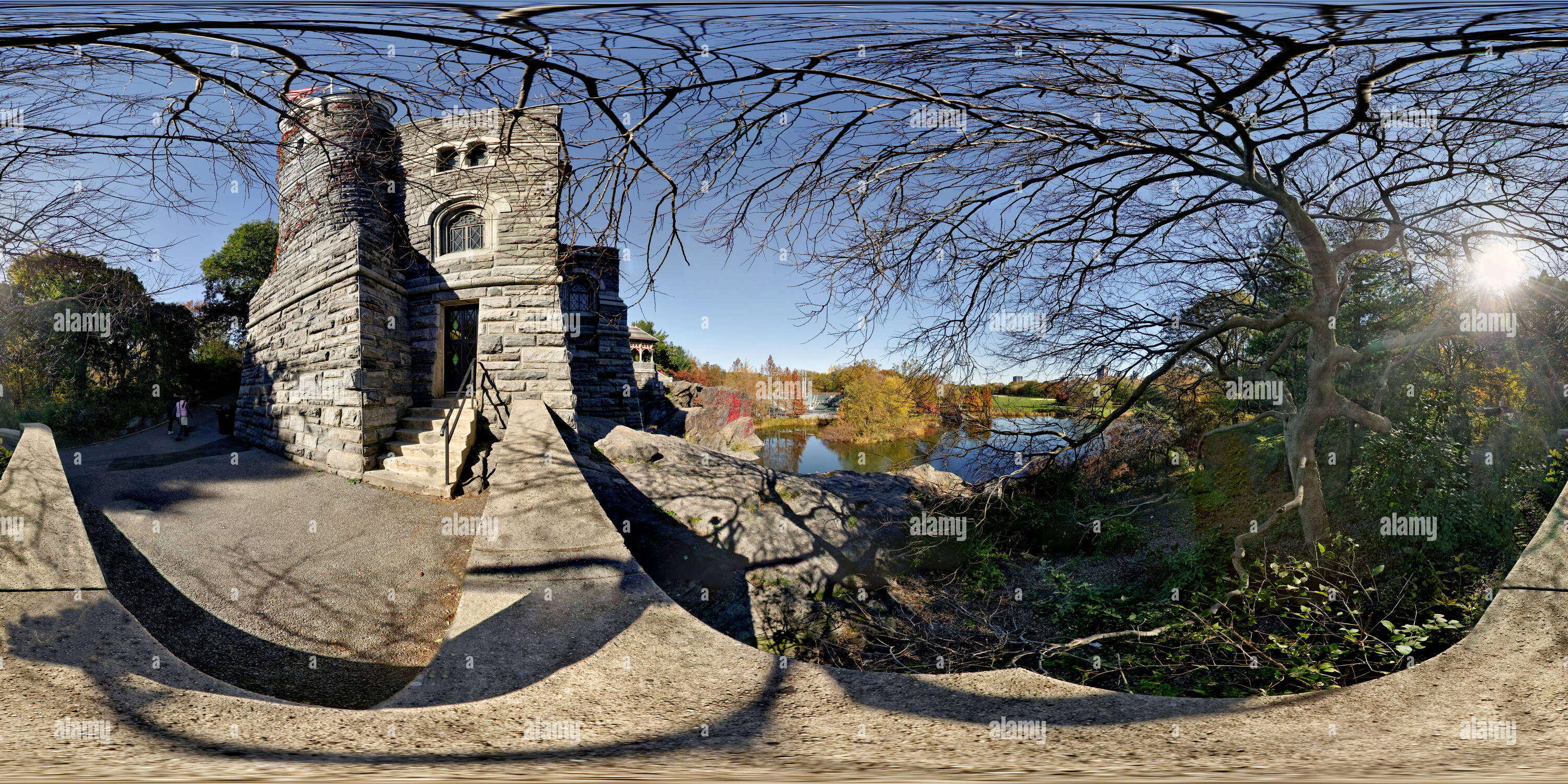 360 degree panoramic view of Belvedere Castle, Central Park, New York City