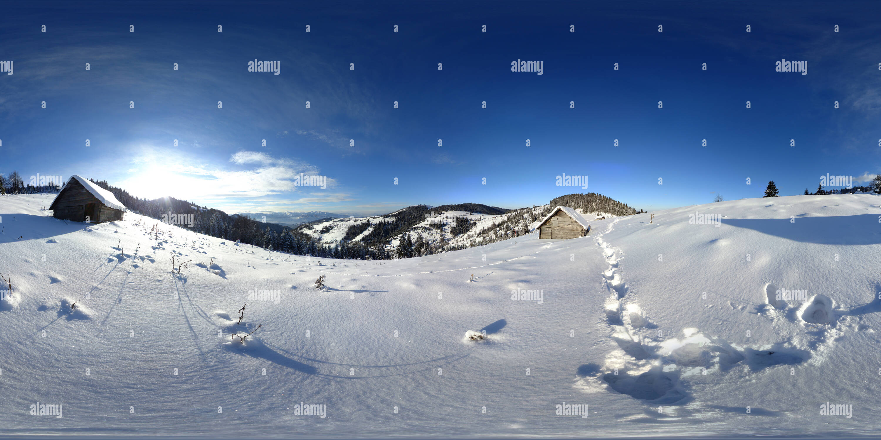 360 degree panoramic view of Lokve  - snow