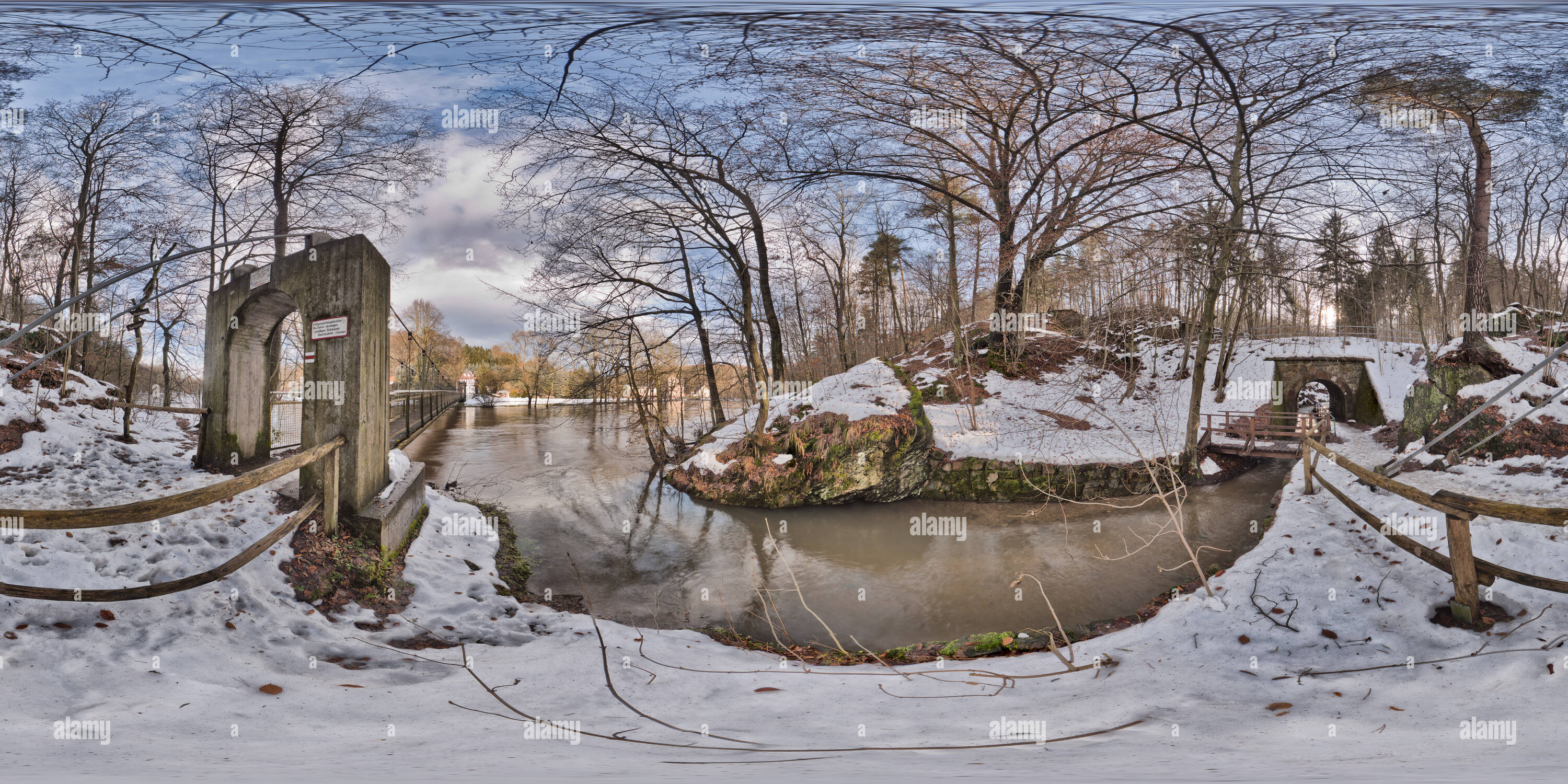 360 degree panoramic view of river Mulde near Wolkenburg/ saxony/ germany