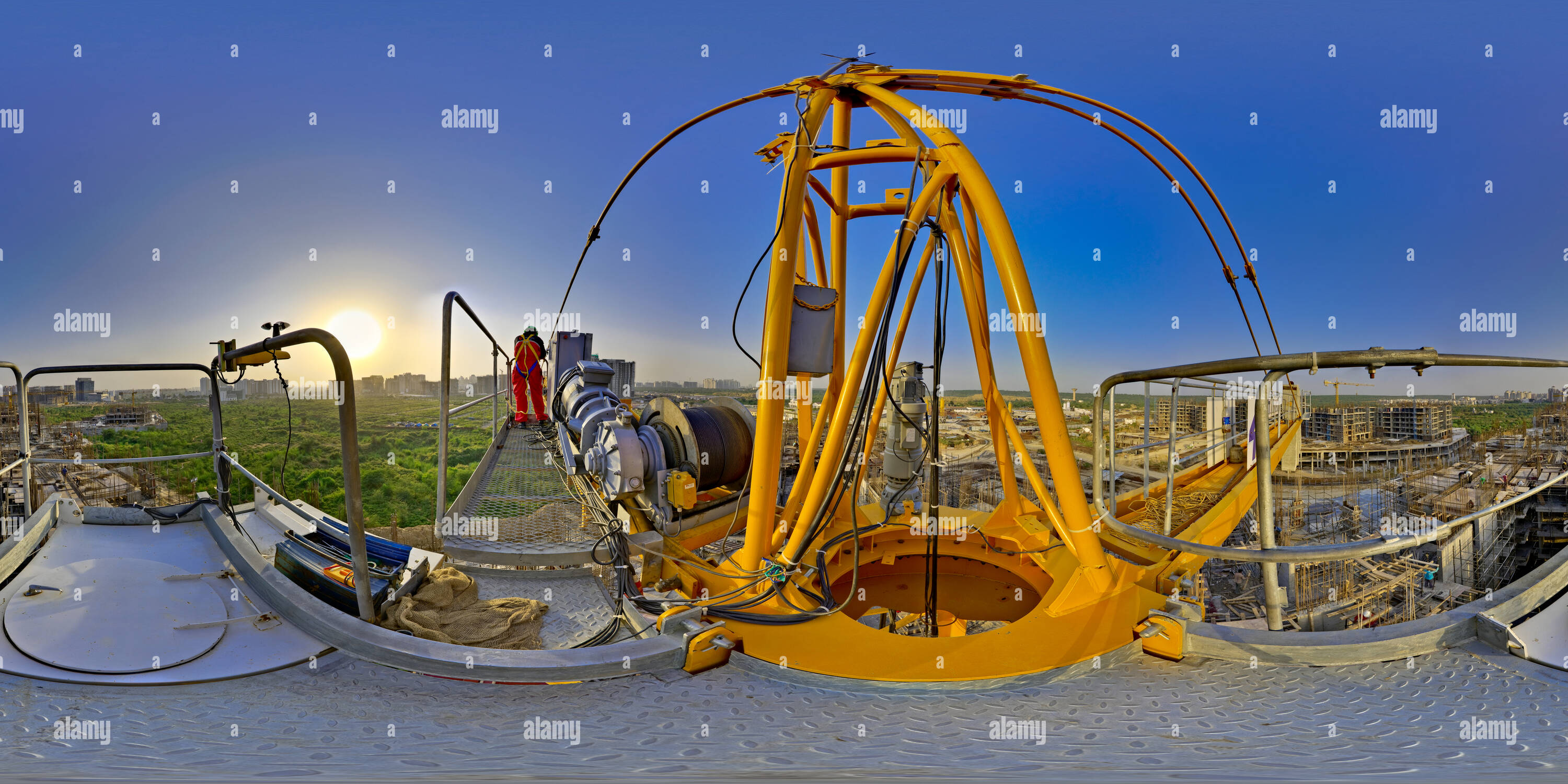 360 degree panoramic view of atop 80 feet tower crane