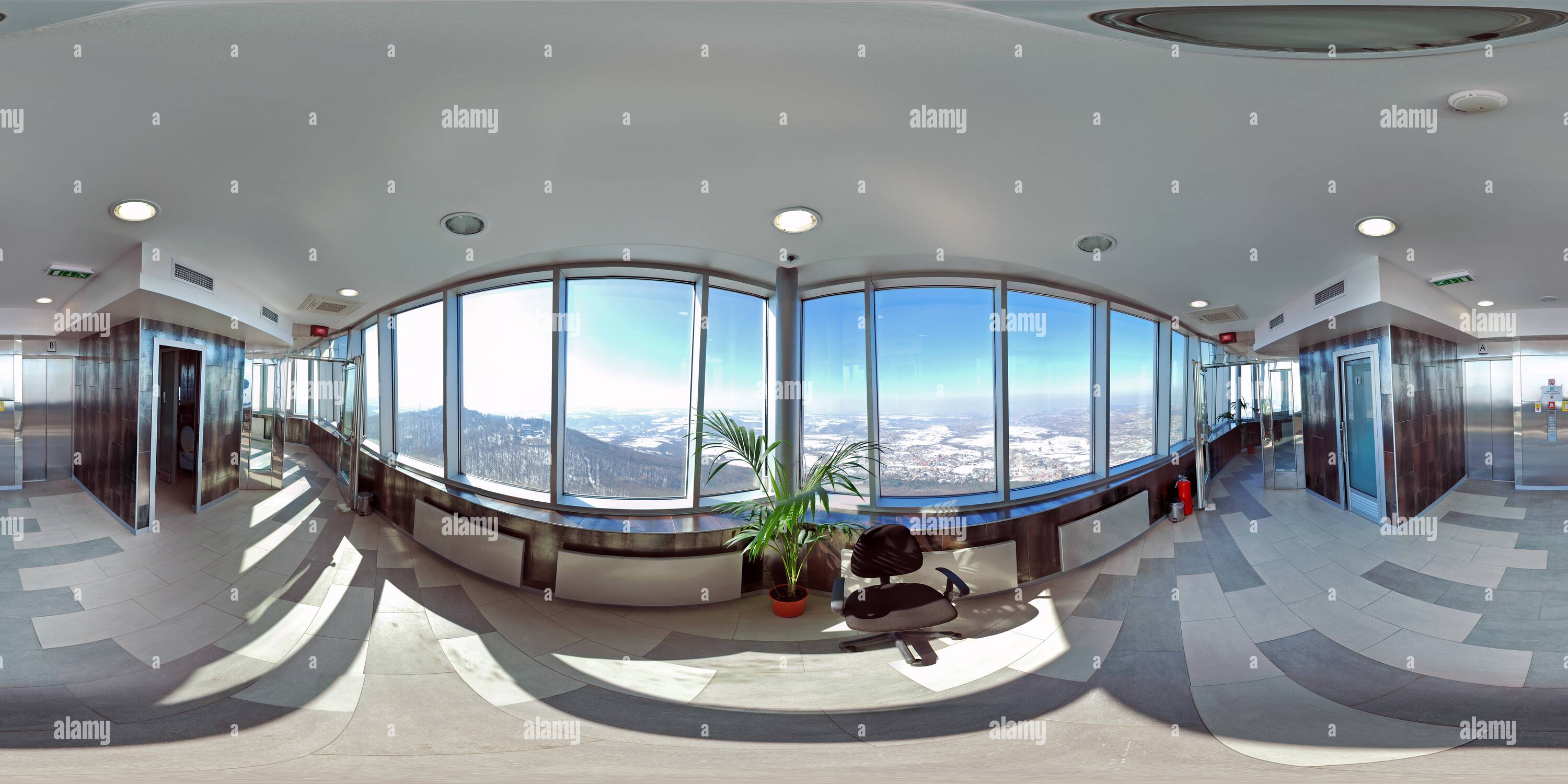 360 degree panoramic view of Inside Avala tower