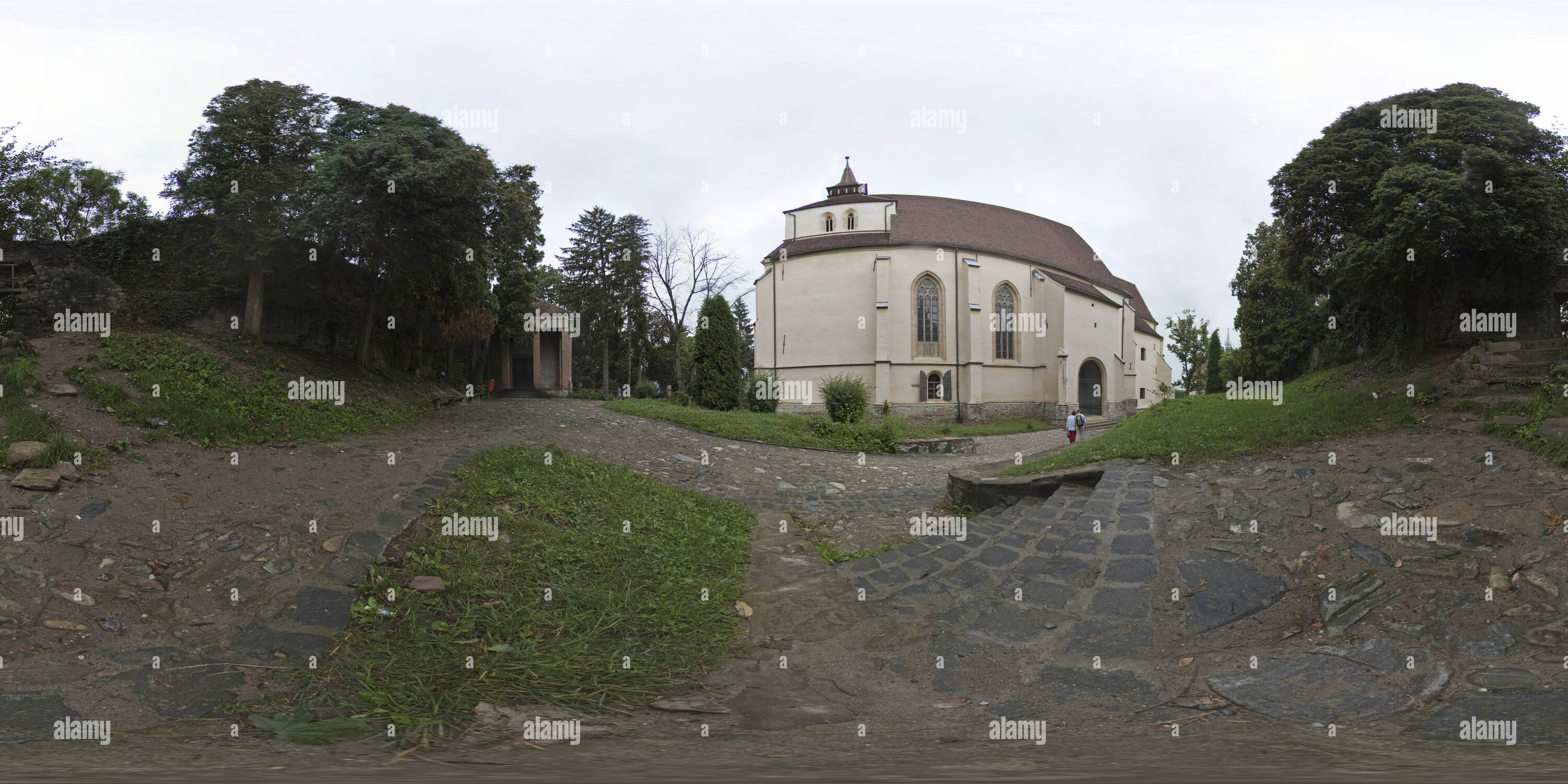 360 degree panoramic view of Biserica din Deal (Church on the Hill) 1345-1525, Sighisoara, Romania