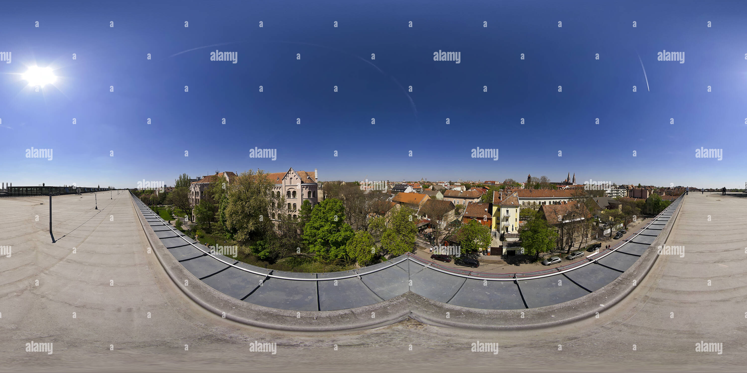 360 degree panoramic view of Szeged University Library - roof the downtown's sight