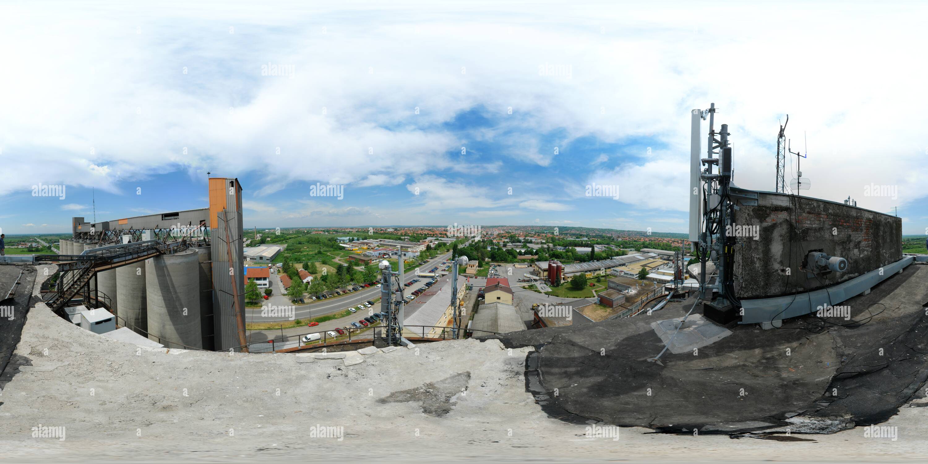 360 degree panoramic view of Pozarevac city view from the Zitostig silo