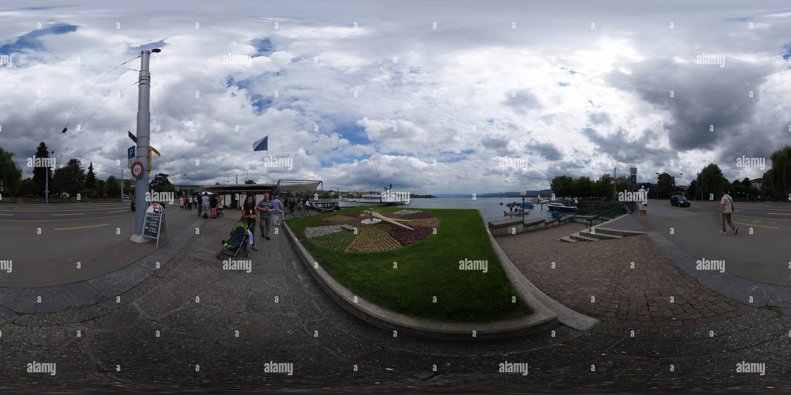 360° view of Switzerland Zurich Buerkliplatz Clock Alamy