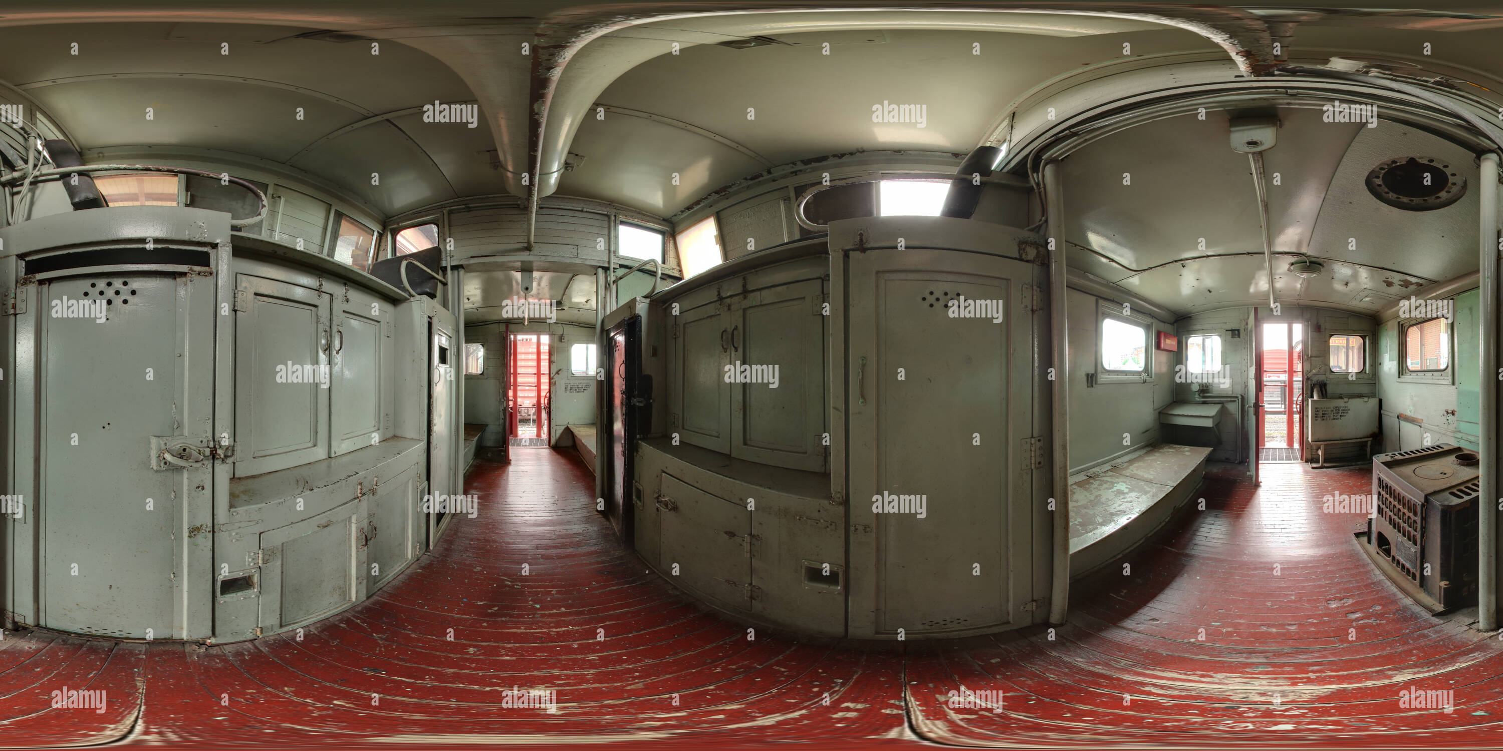 360 degree panoramic view of Railroaders Memorial Museum, Pennsylvania RR Caboose