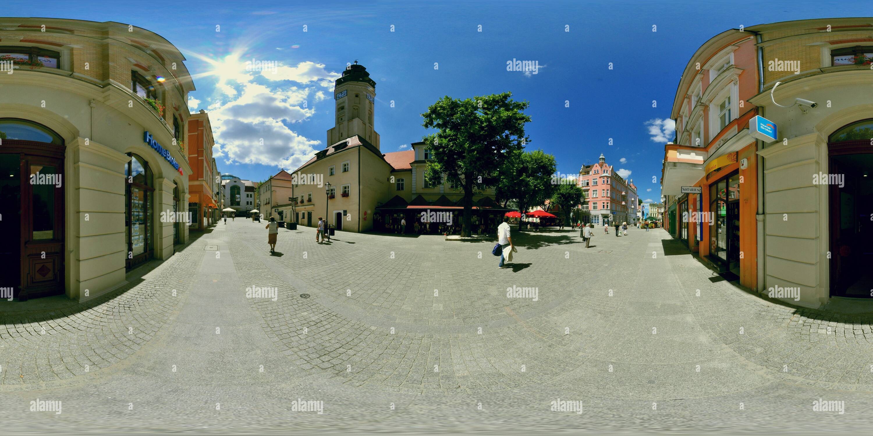 360° view of ZielonaGora (Grünberg) city square and townhall Alamy