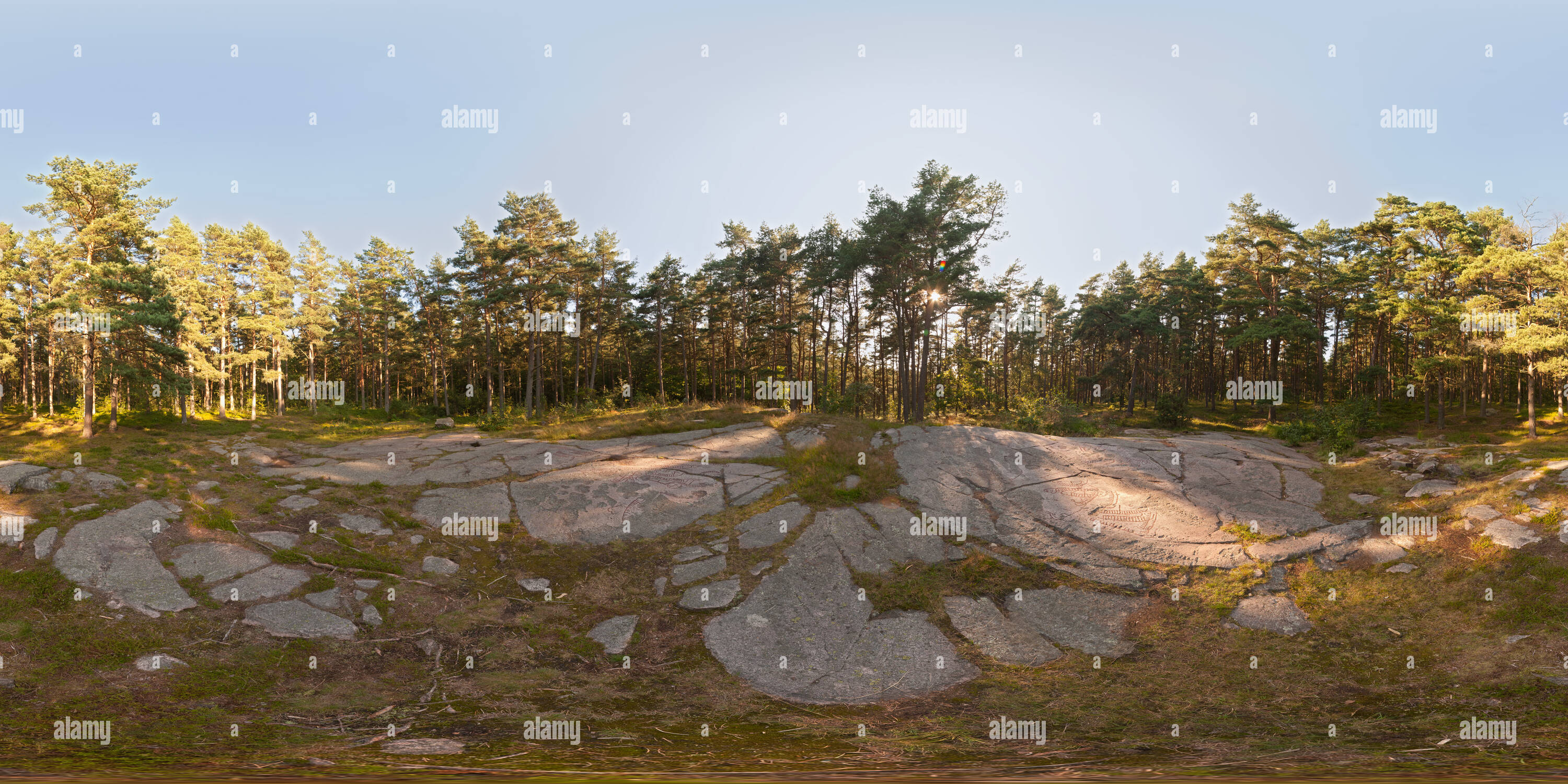 360 degree panoramic view of Petroglyphs at Horsahallen