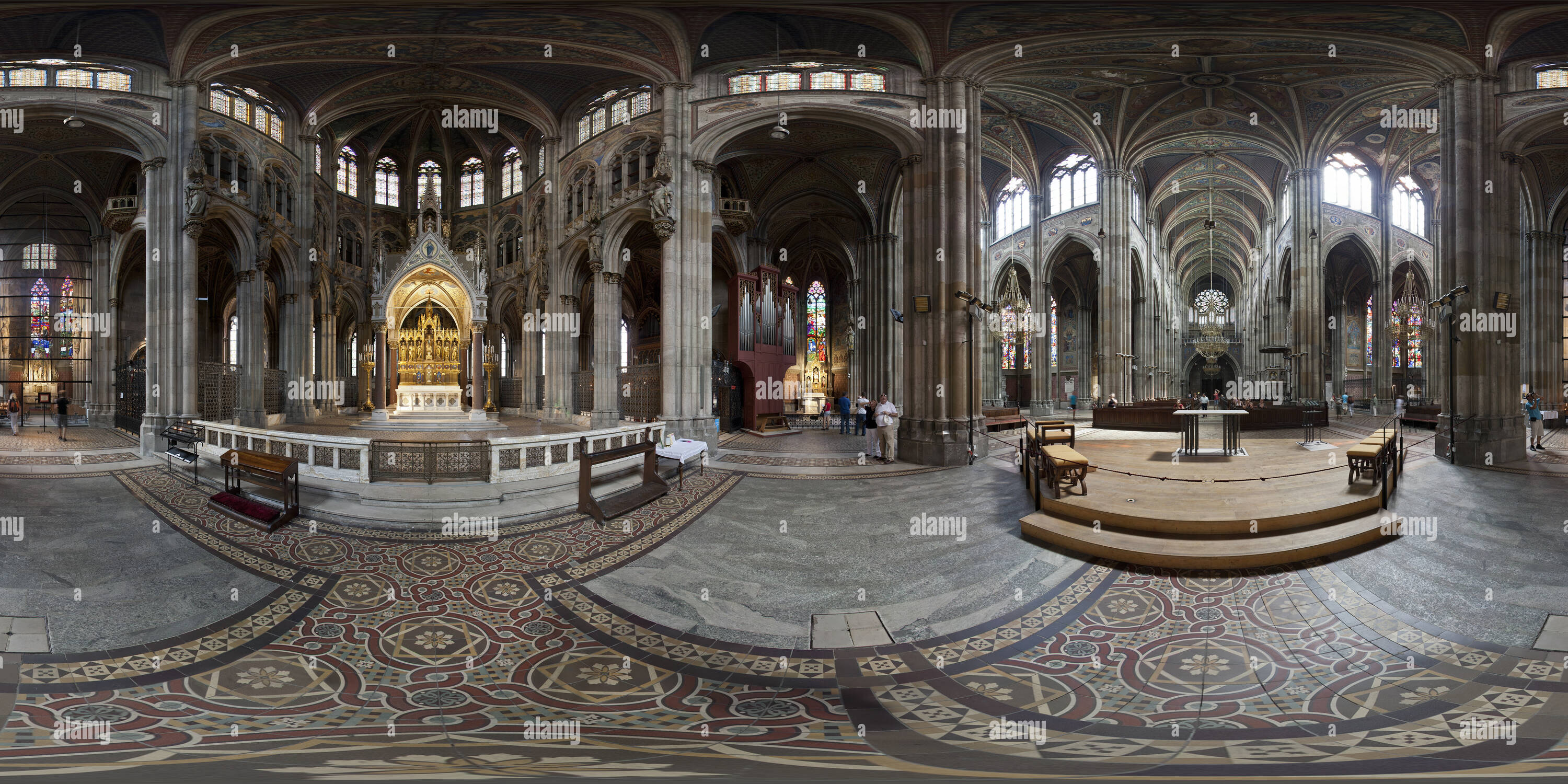 360 degree panoramic view of Vienna Votivkirche view from altar