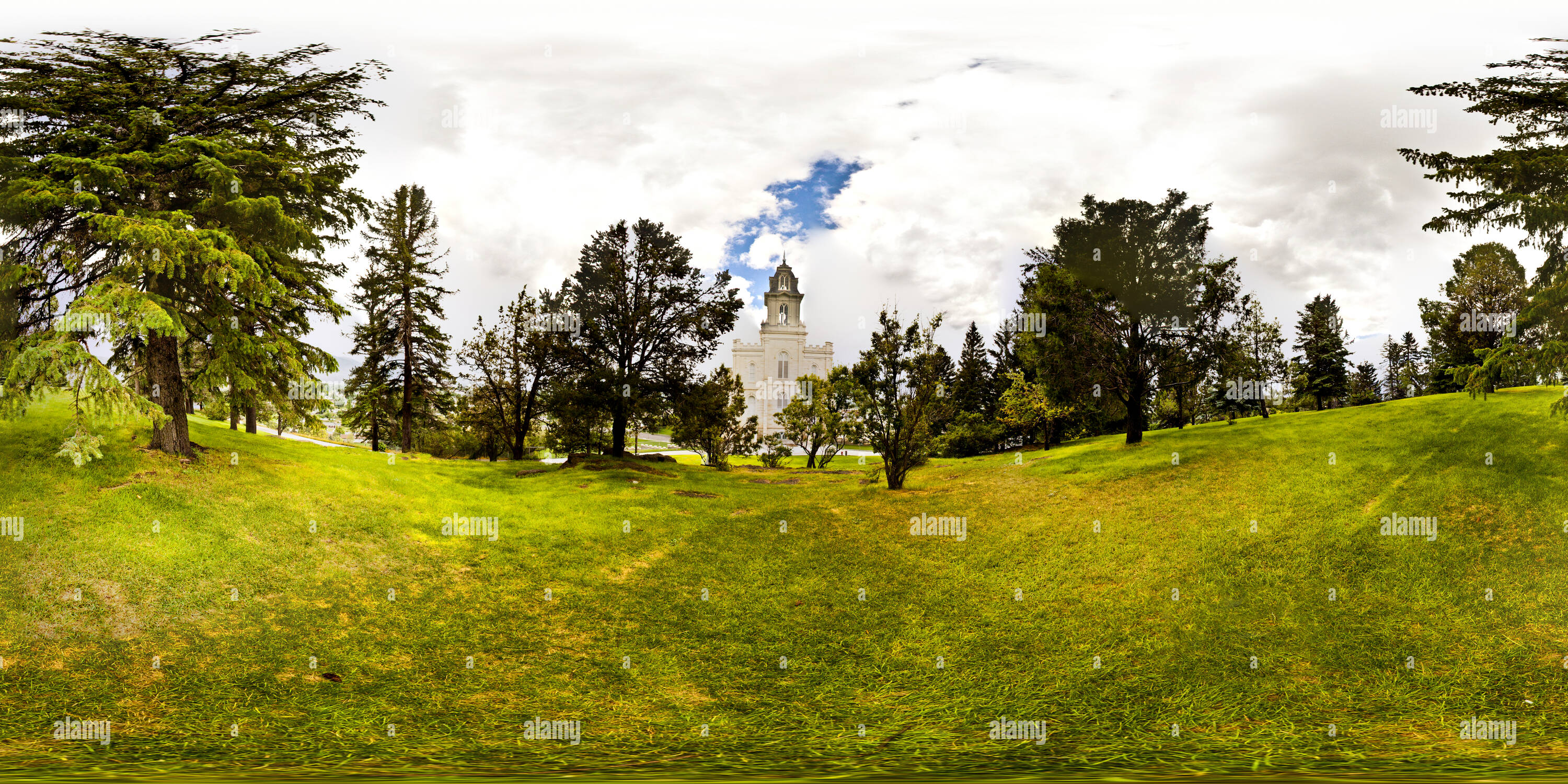 360° view of Manti Temple from the East, Manti, Utah USA Alamy