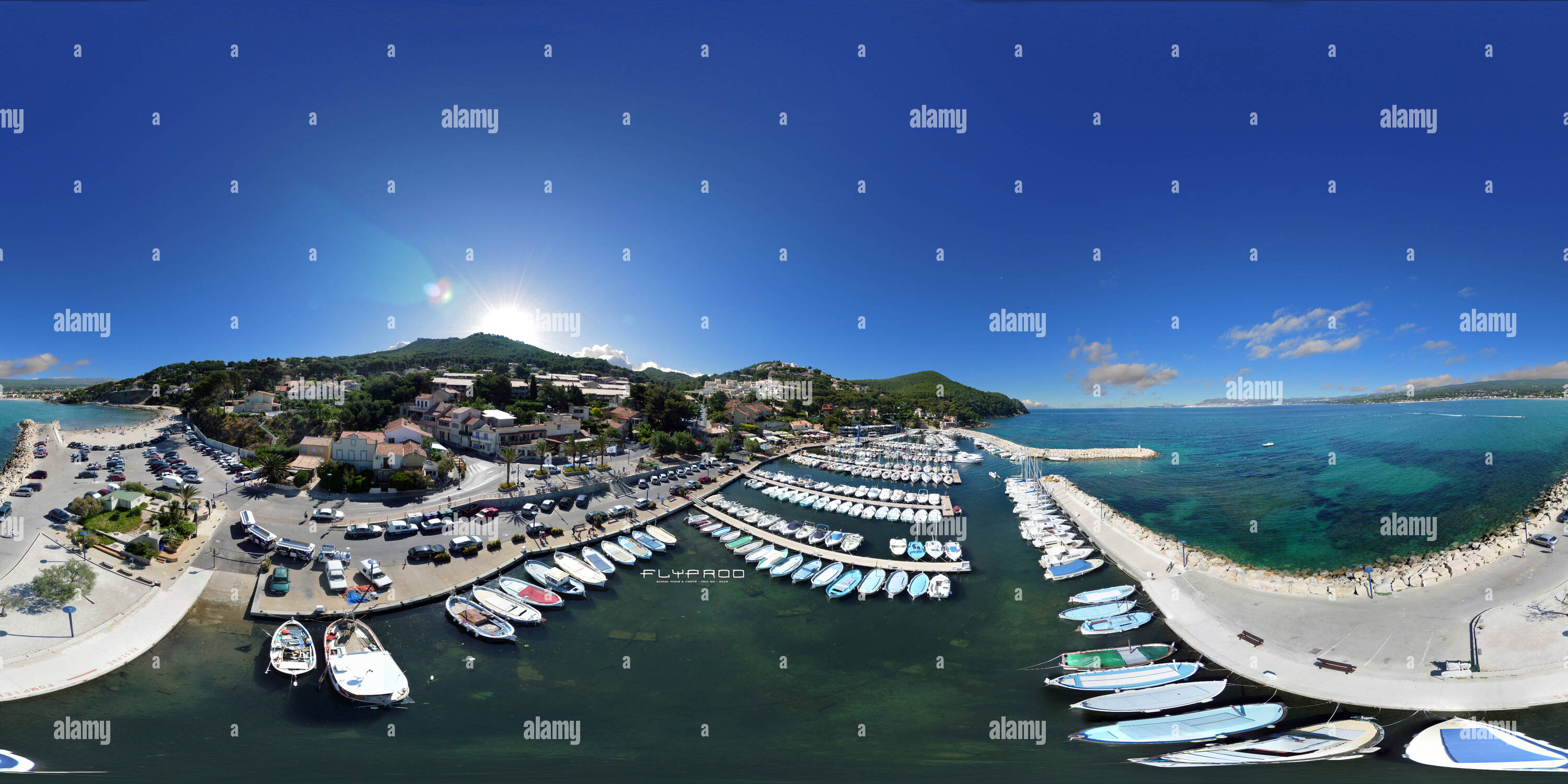 360 degree panoramic view of Port de la Madrague - Saint Cyr Sur Mer - By Flyprod
