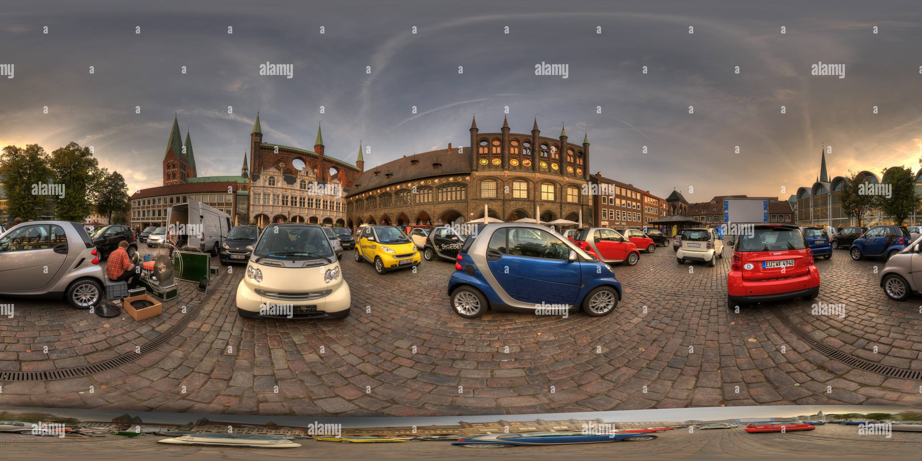 360 degree panoramic view of Luebeck - Markt: open air cinema events