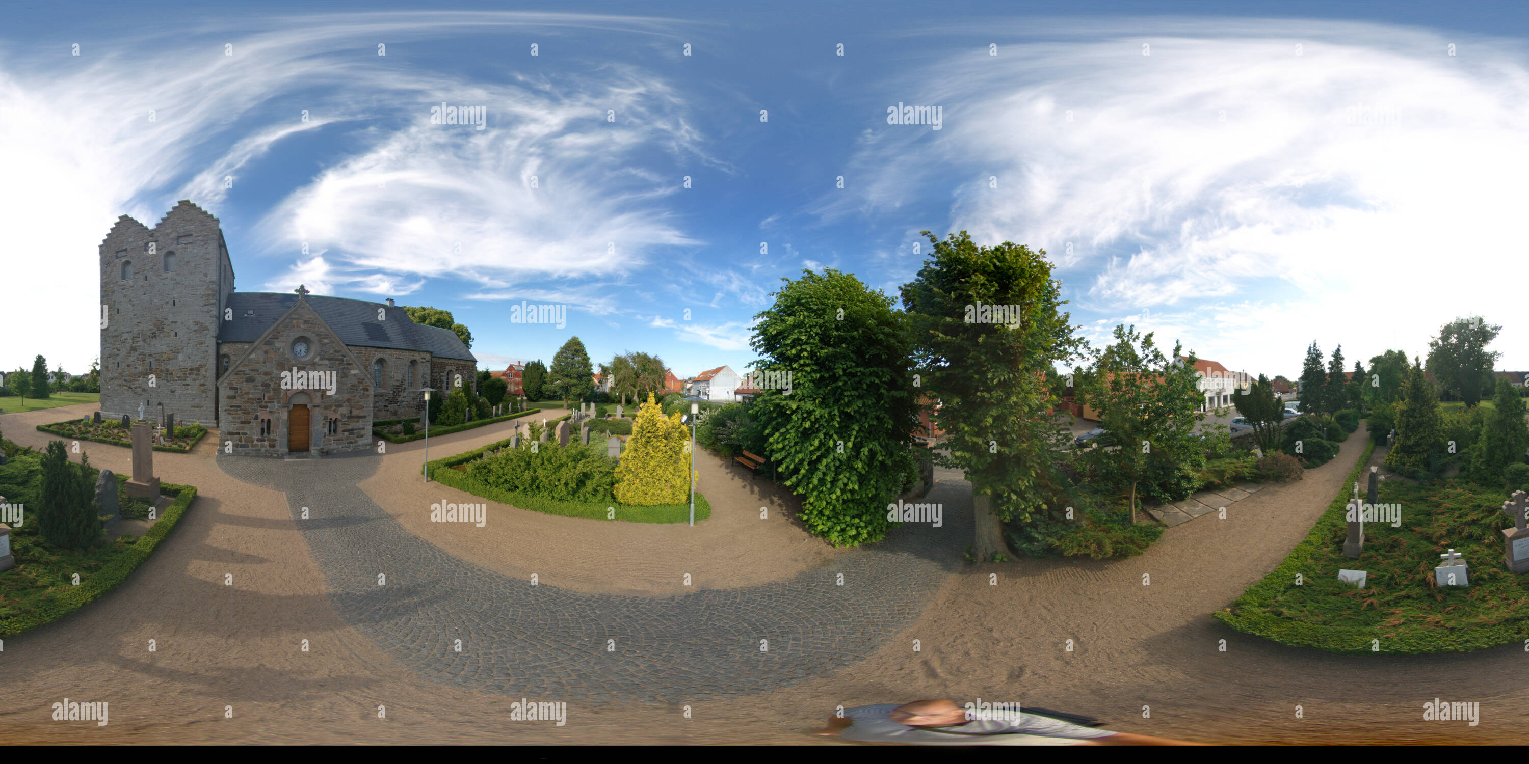 360 degree panoramic view of Aa kirke på Bornholm