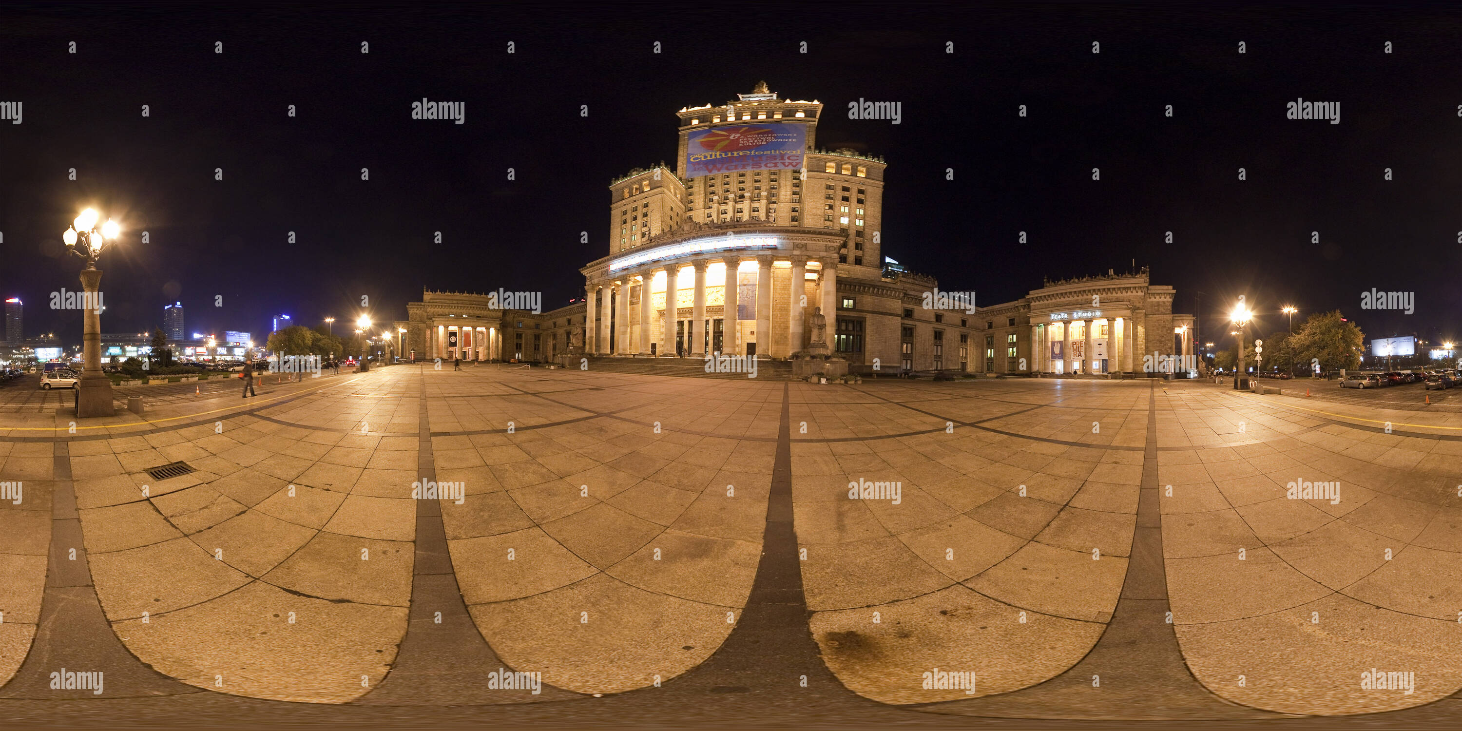 360° view of Palace of Culture and Science in night - Alamy