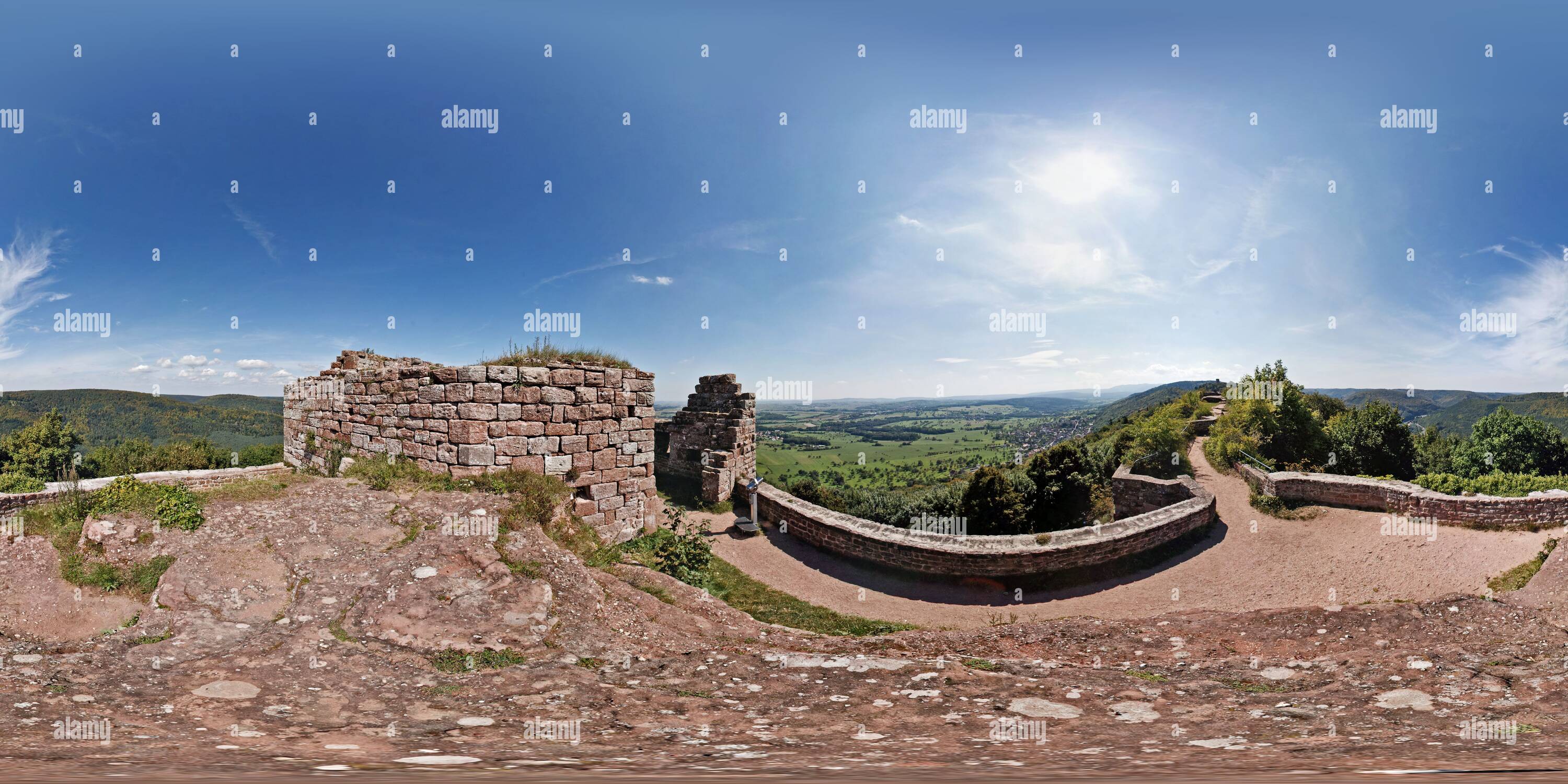 360 degree panoramic view of Haut-Barr, Castle Hohbarr near Saverne, View 1