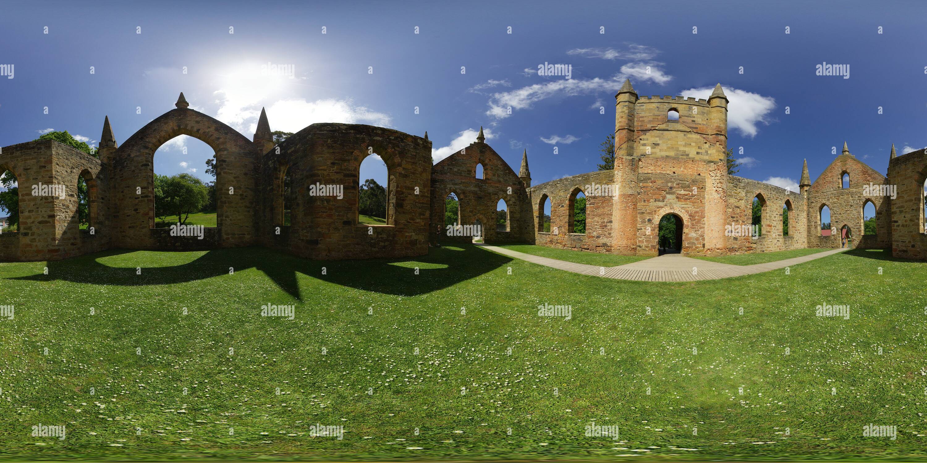 360° view of Interior of historic Port Arthur Church - Alamy