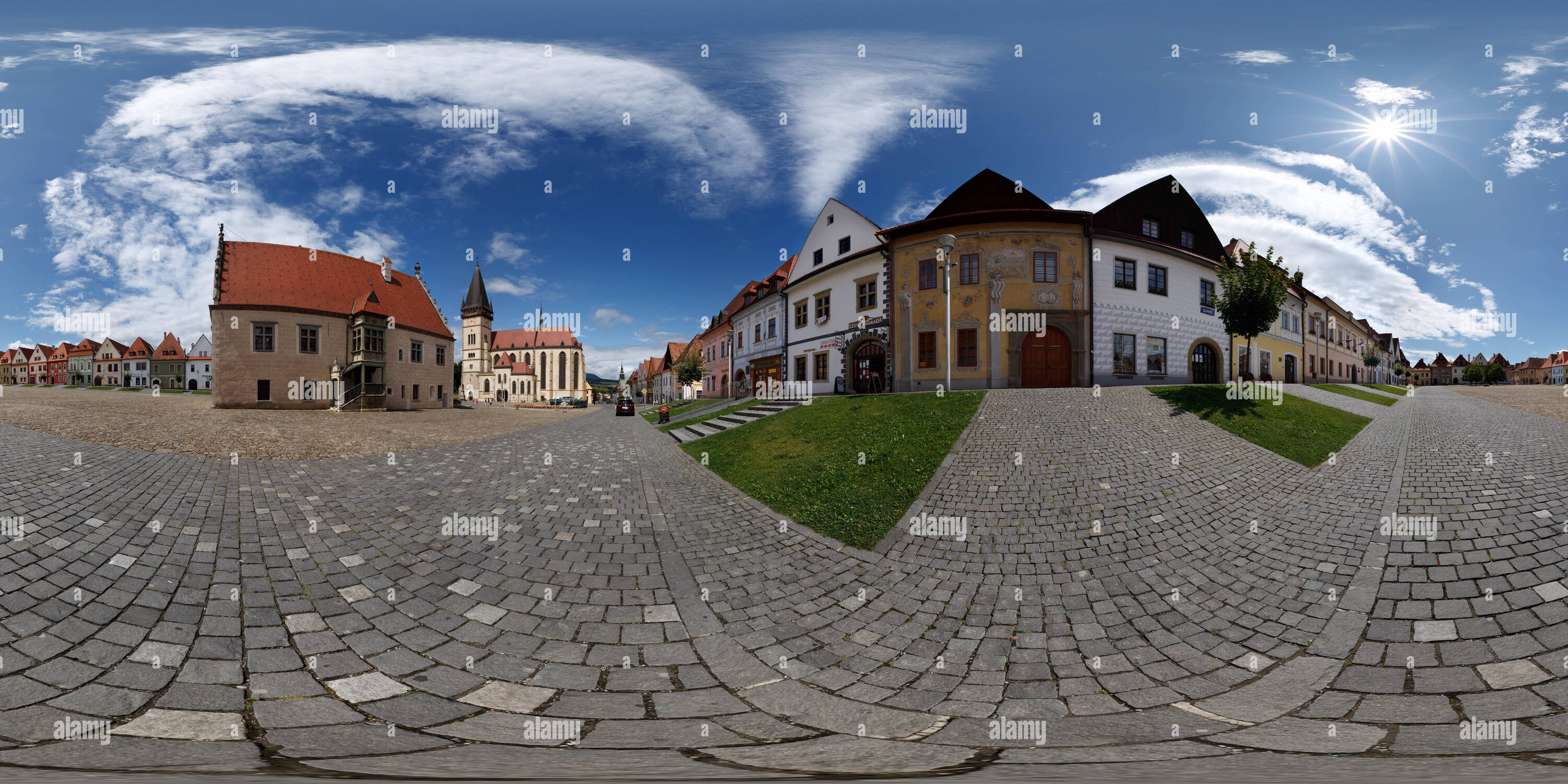 360 degree panoramic view of Slovakia, Bardejov - Town Hall at Town Hall Square