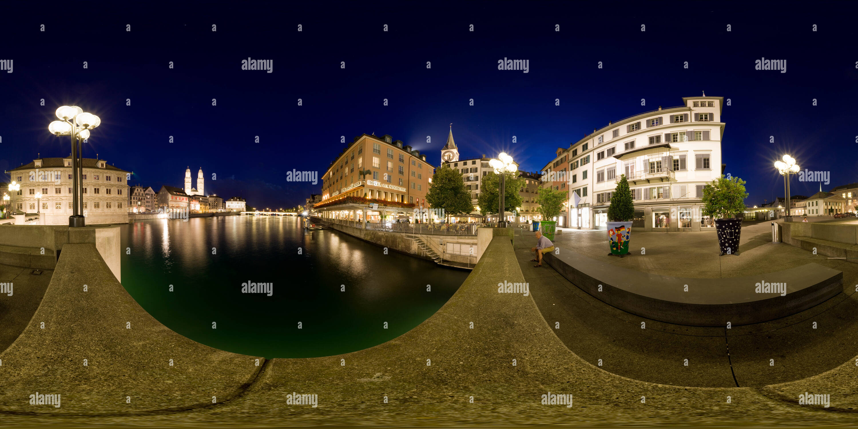 360° view of Switzerland, Zurich Rathausbrücke Bridge Alamy