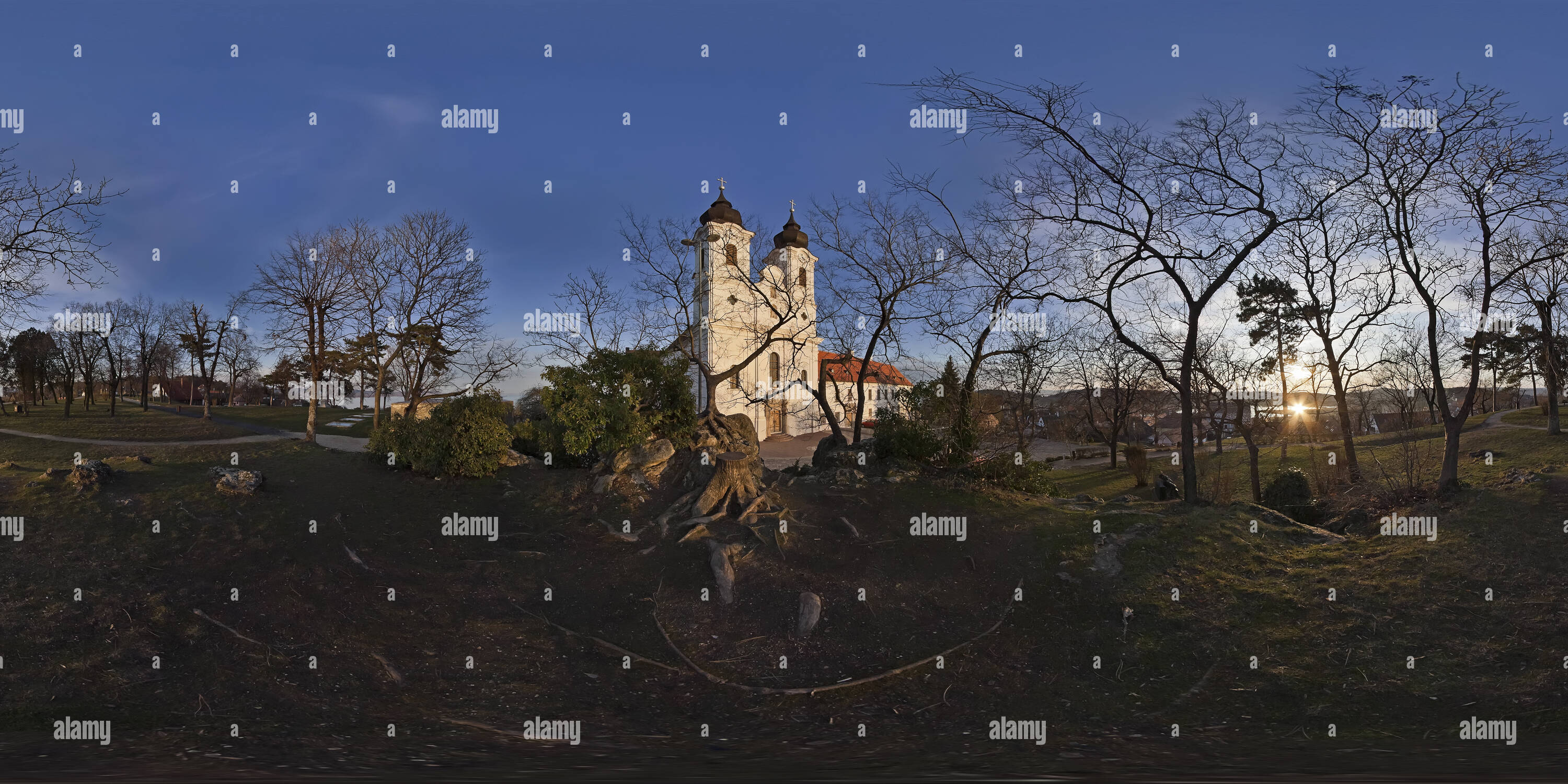 360 degree panoramic view of Tihany Abbey Church