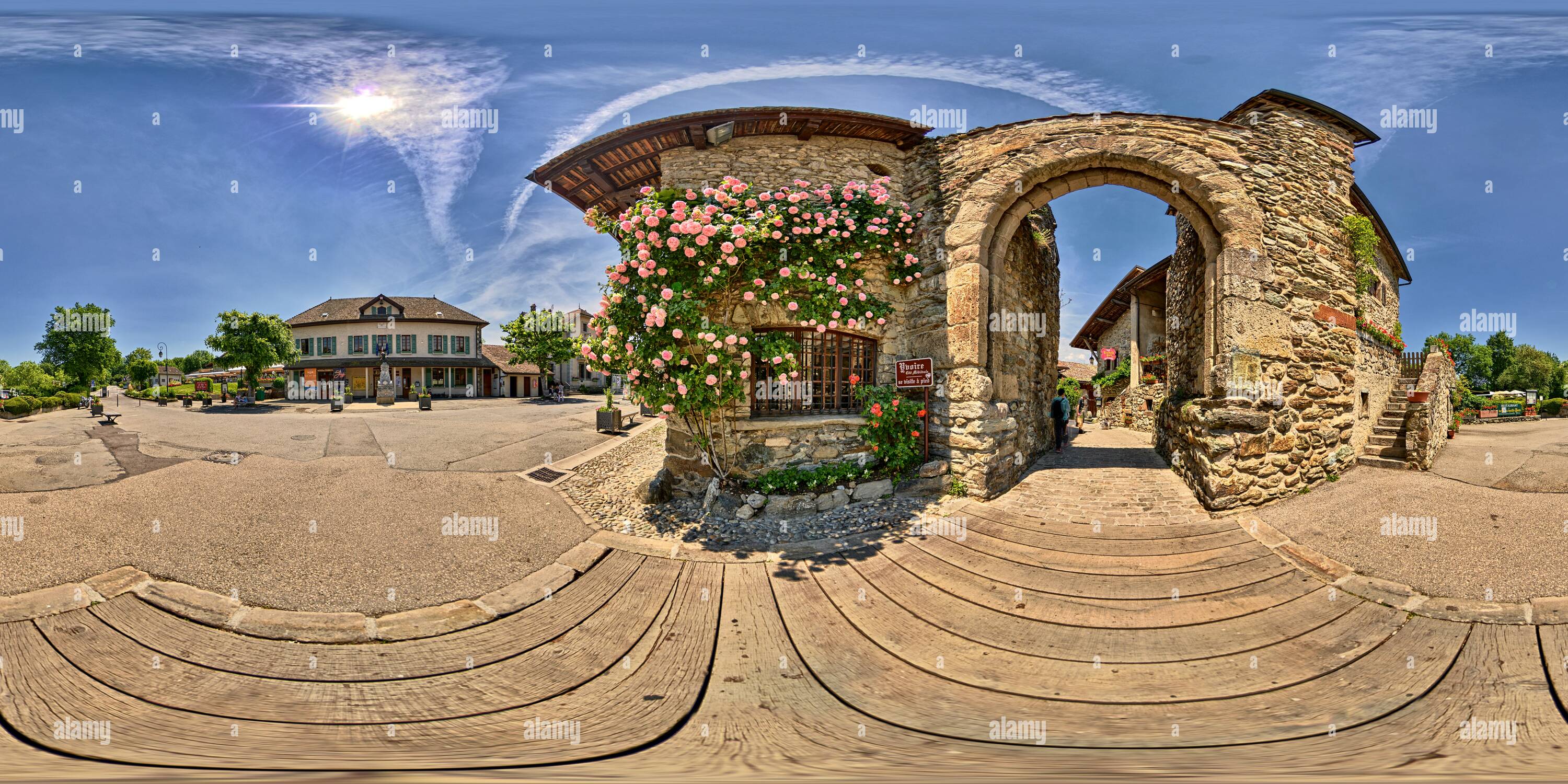 360 degree panoramic view of Yvoire, Porte de Rovoree, Medieval Town 9414