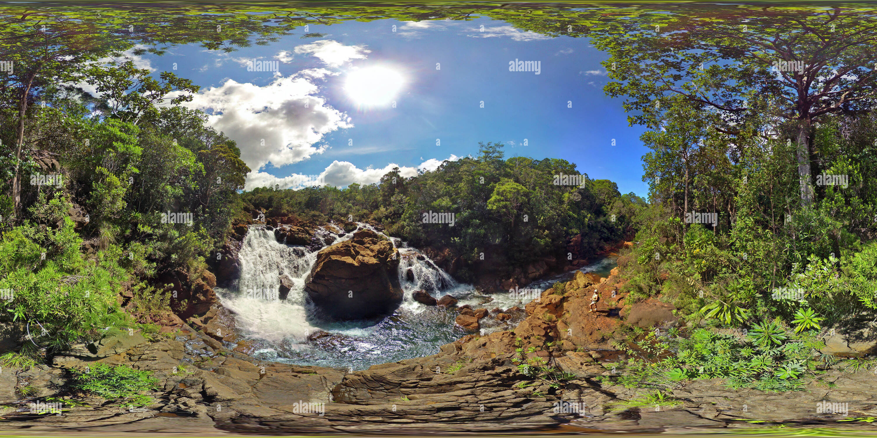 360 degree panoramic view of Twin Waterfalls New Caledonia