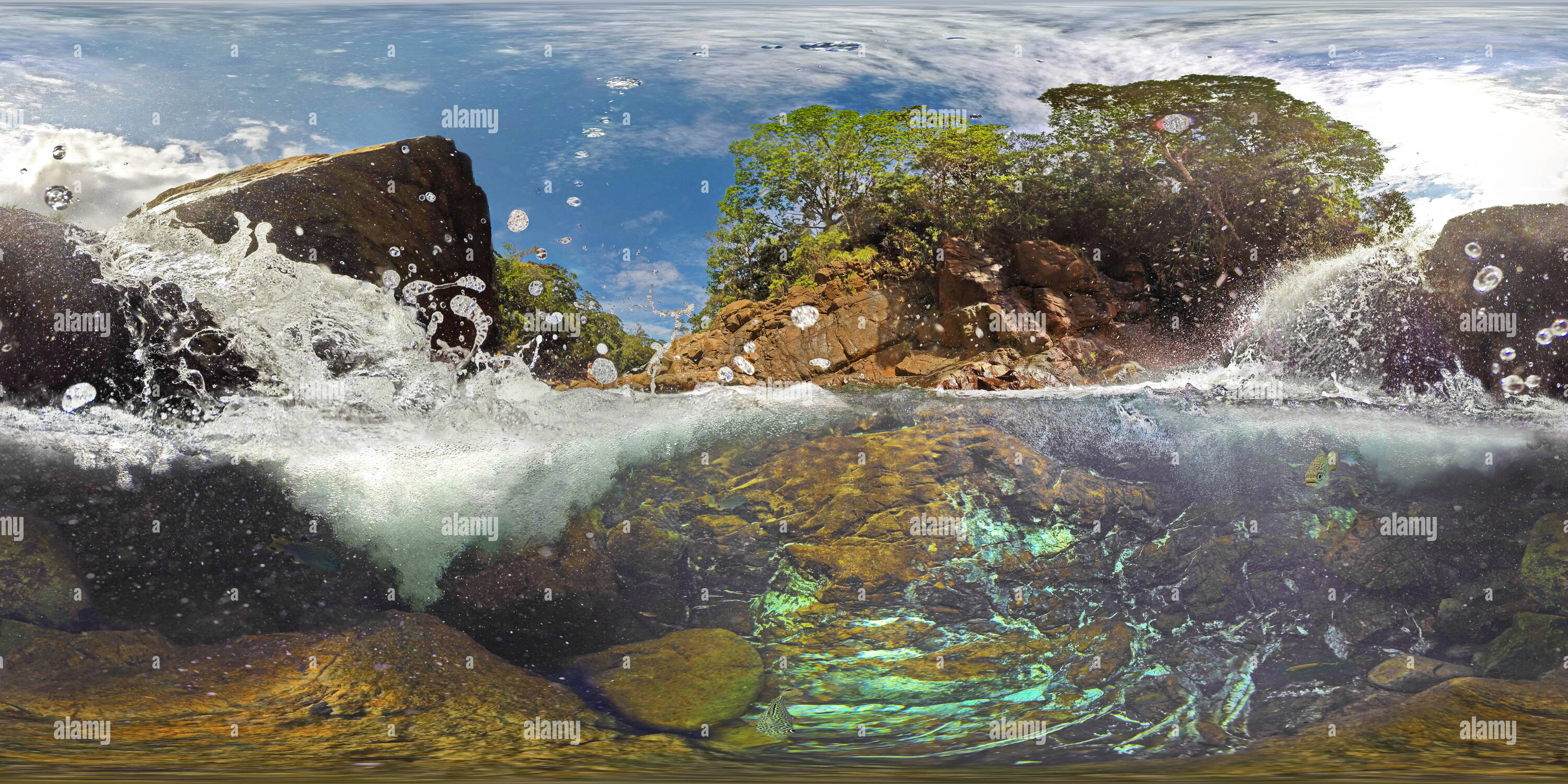 360 degree panoramic view of Jumpups Waterfall New Caledonia