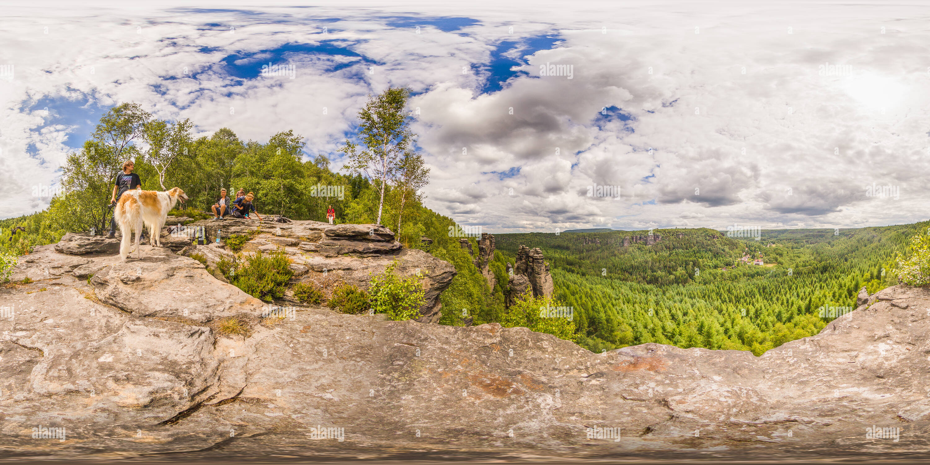 360 degree panoramic view of Blick von der Grenzplatte ins Bielatal nach Eiland/ Ostrov