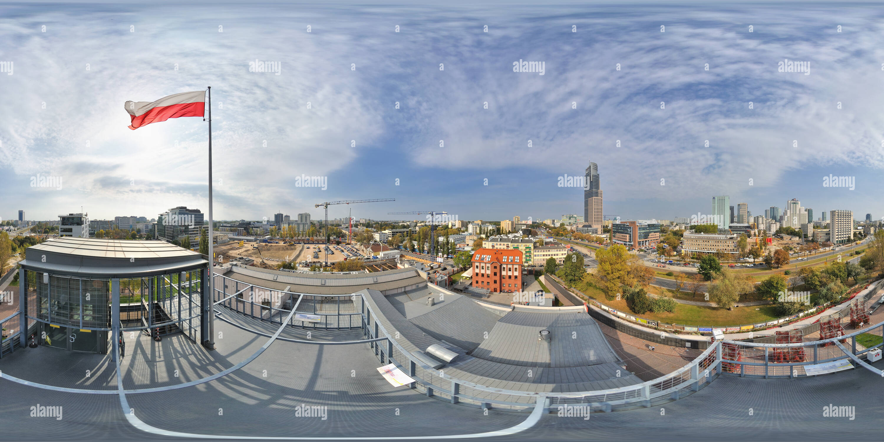 360 degree panoramic view of Warsaw Rising Museum - observation deck on the 4th floor