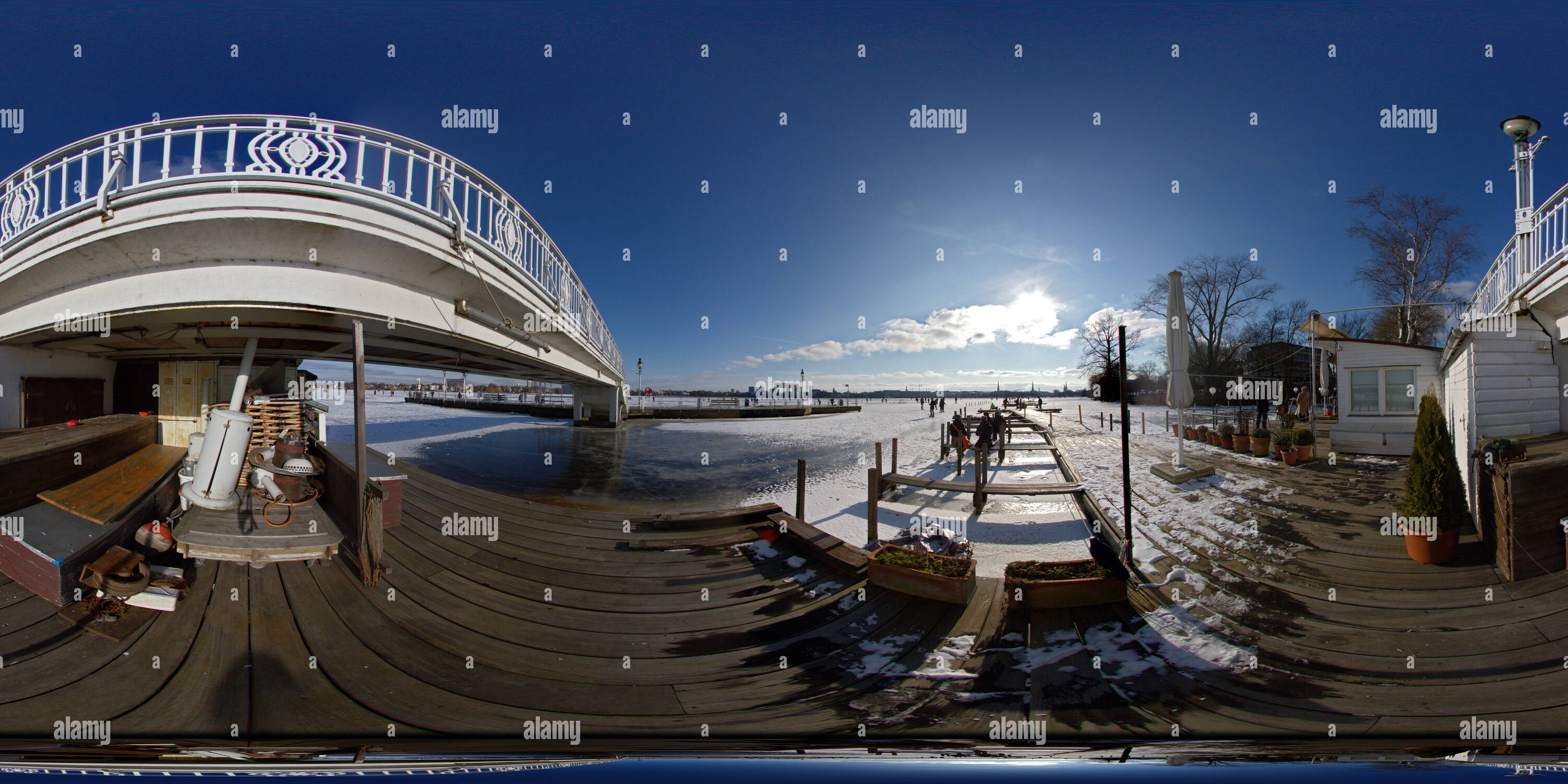 360° view of Hamburg, Außenalster the Alte Rabenstraße landing Alamy