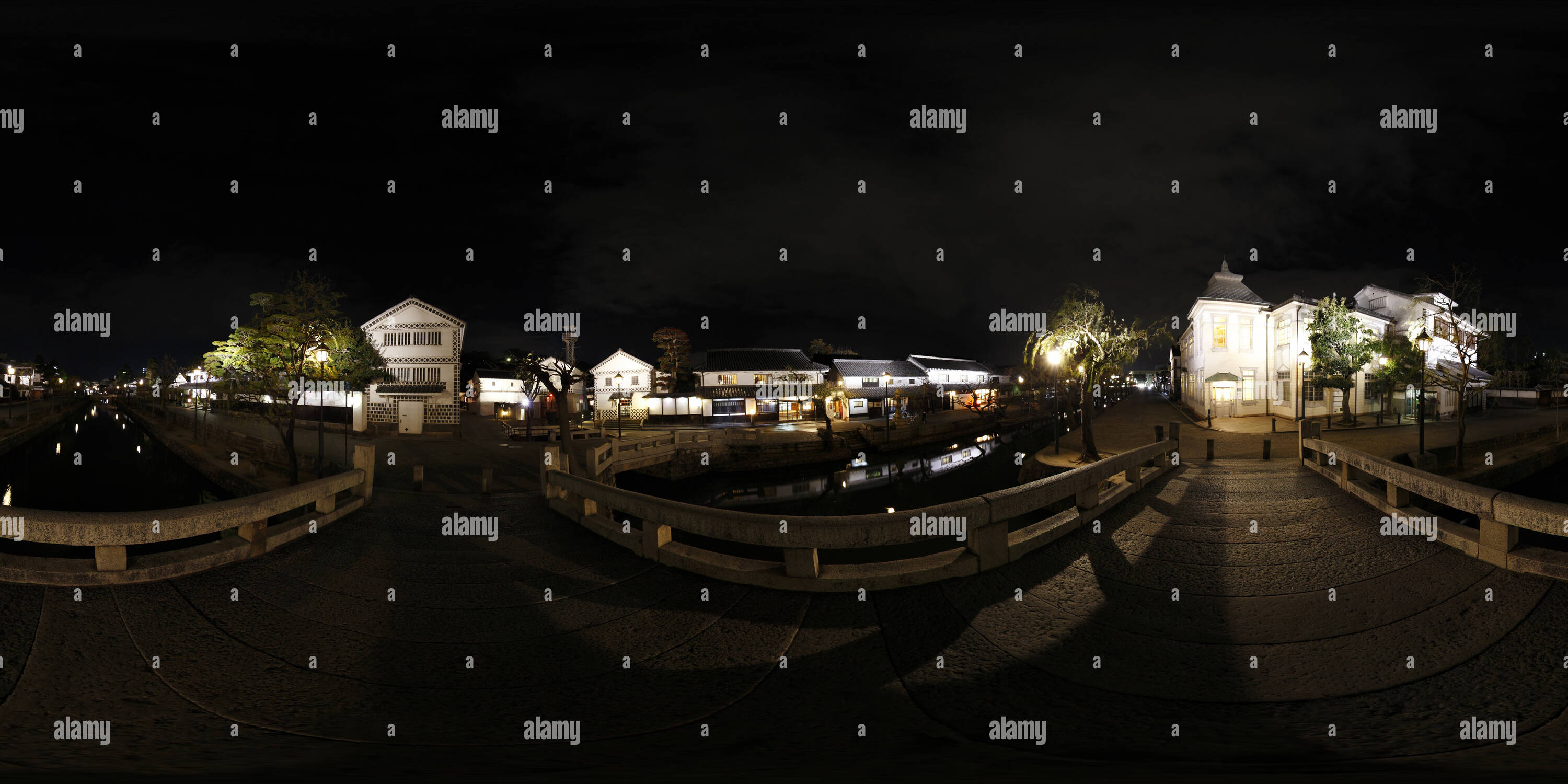 360 degree panoramic view of Kurashiki Nakahashi-Bridge