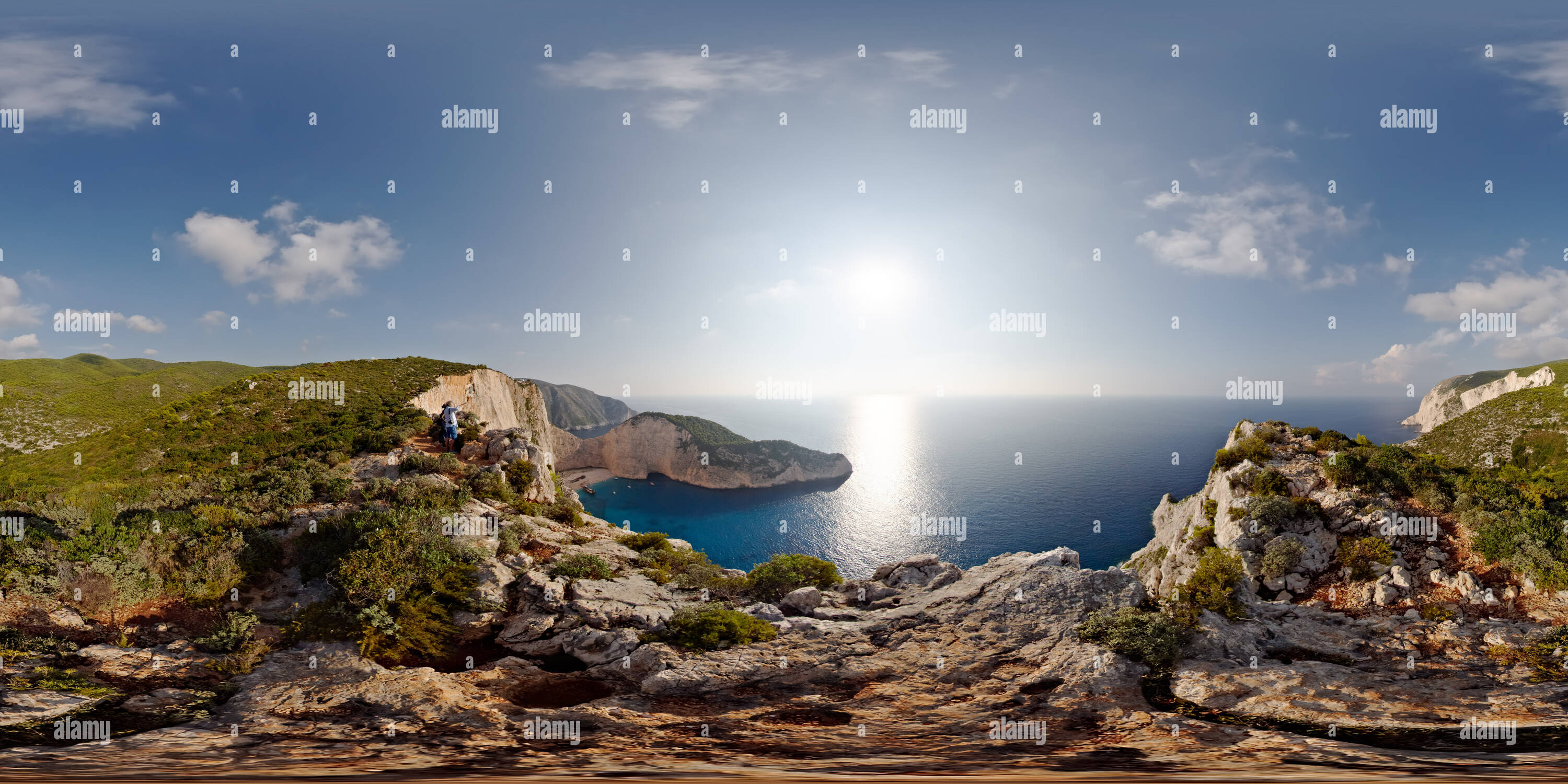 360° view of Zakynthos. The cliff over Navagio Bay Alamy