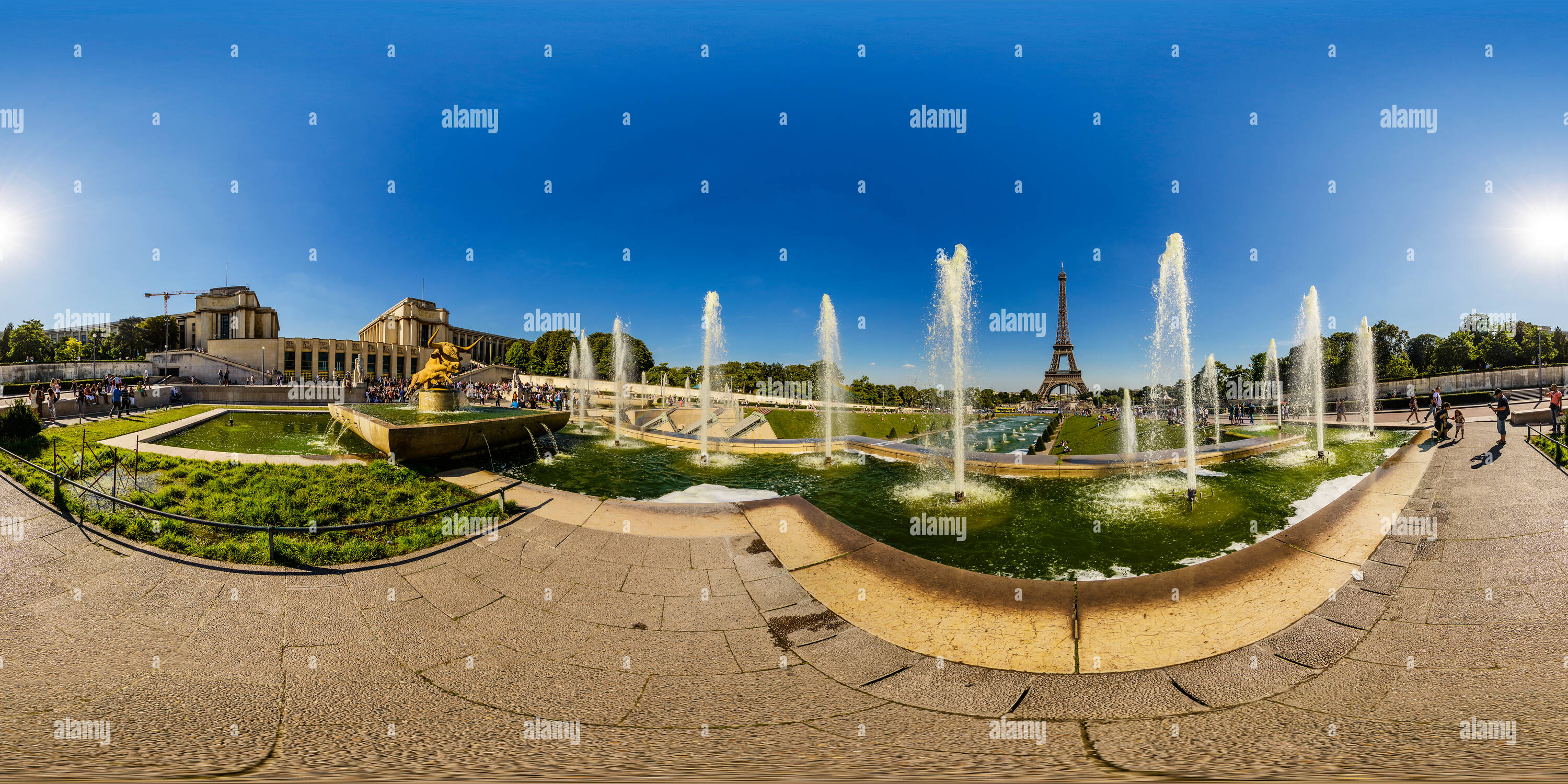 360° view of Paris - Fountains of the Jardins du Trocadéro - Alamy