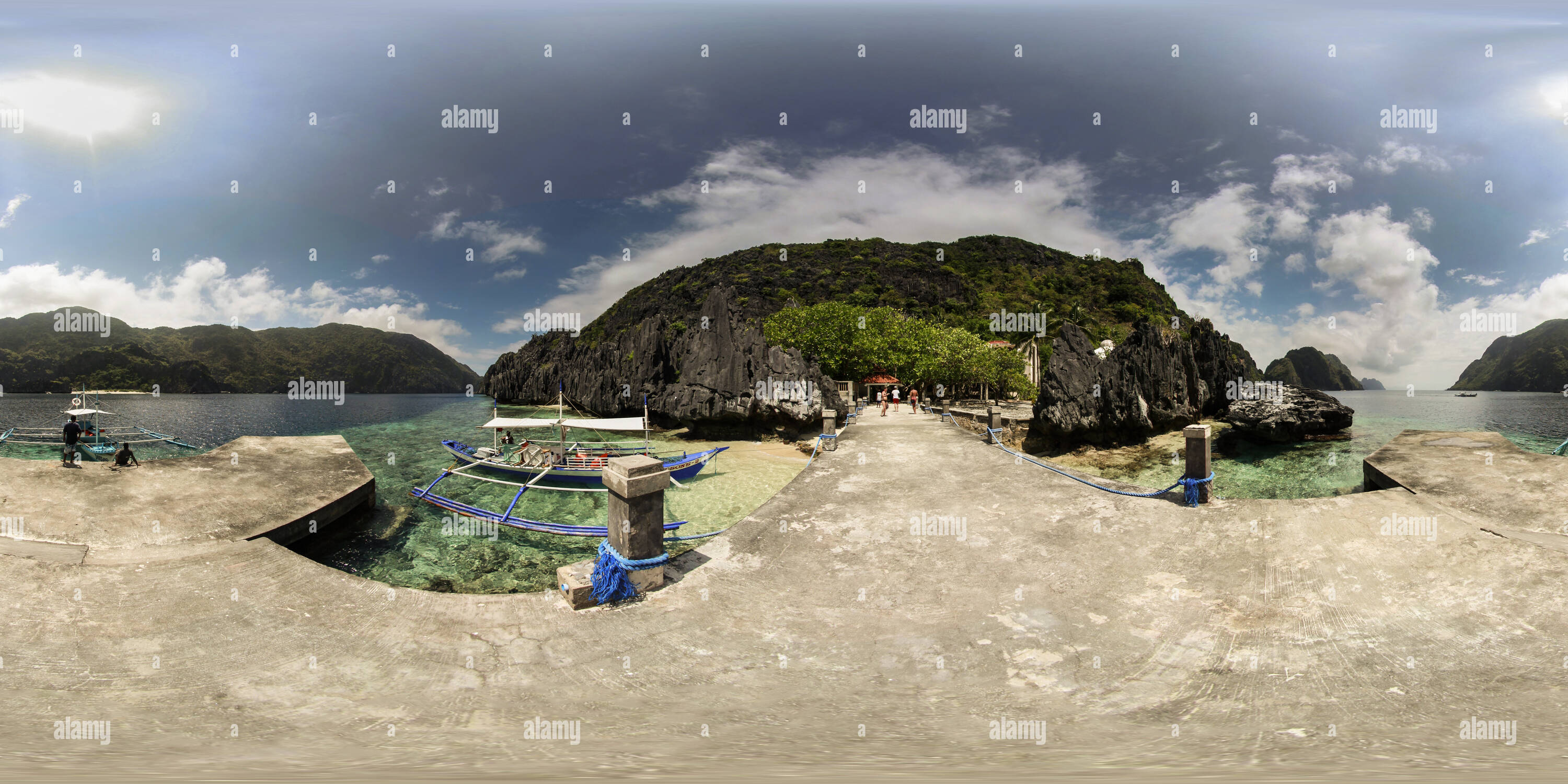 360 degree panoramic view of arrival jetty to matinloc shrine