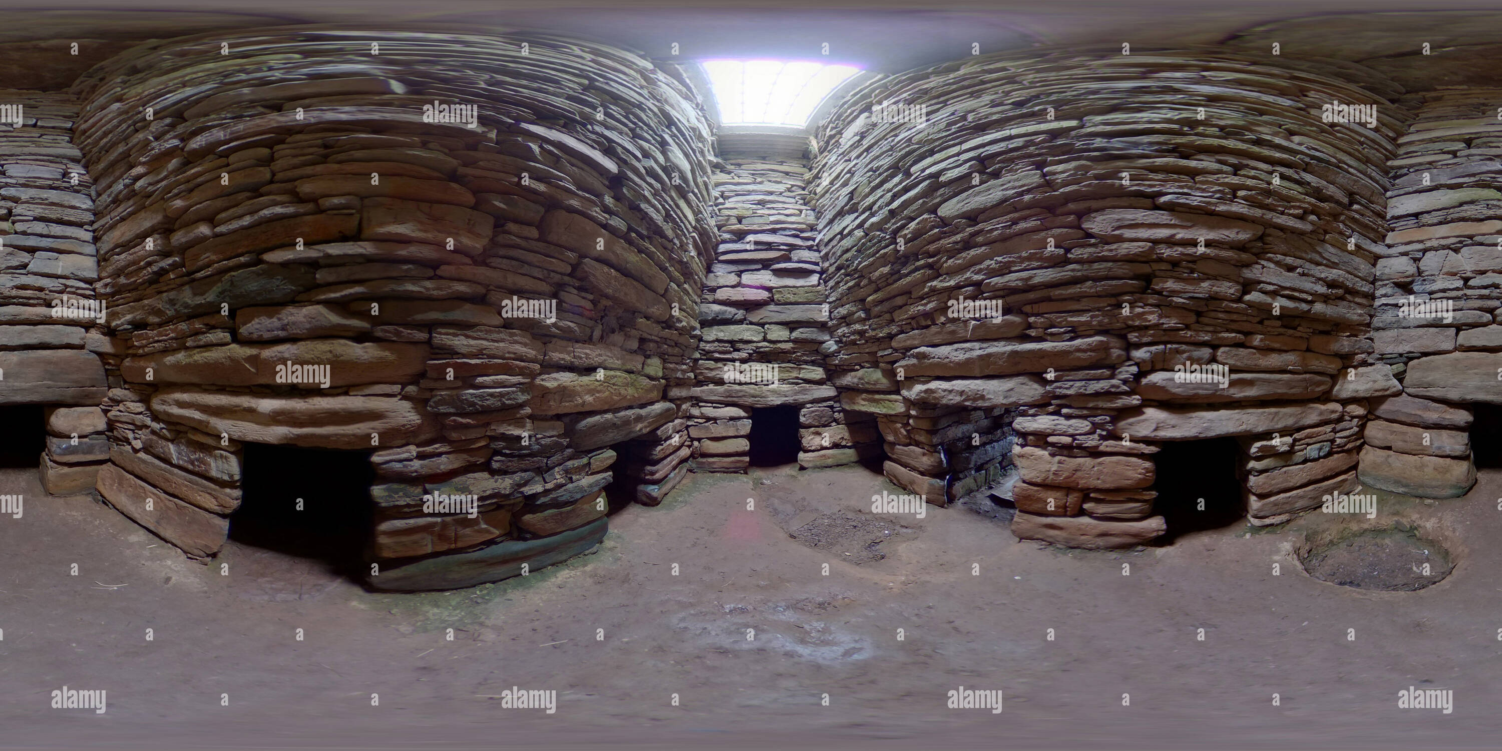 360 degree panoramic view of Quoyness Chambered Cairn