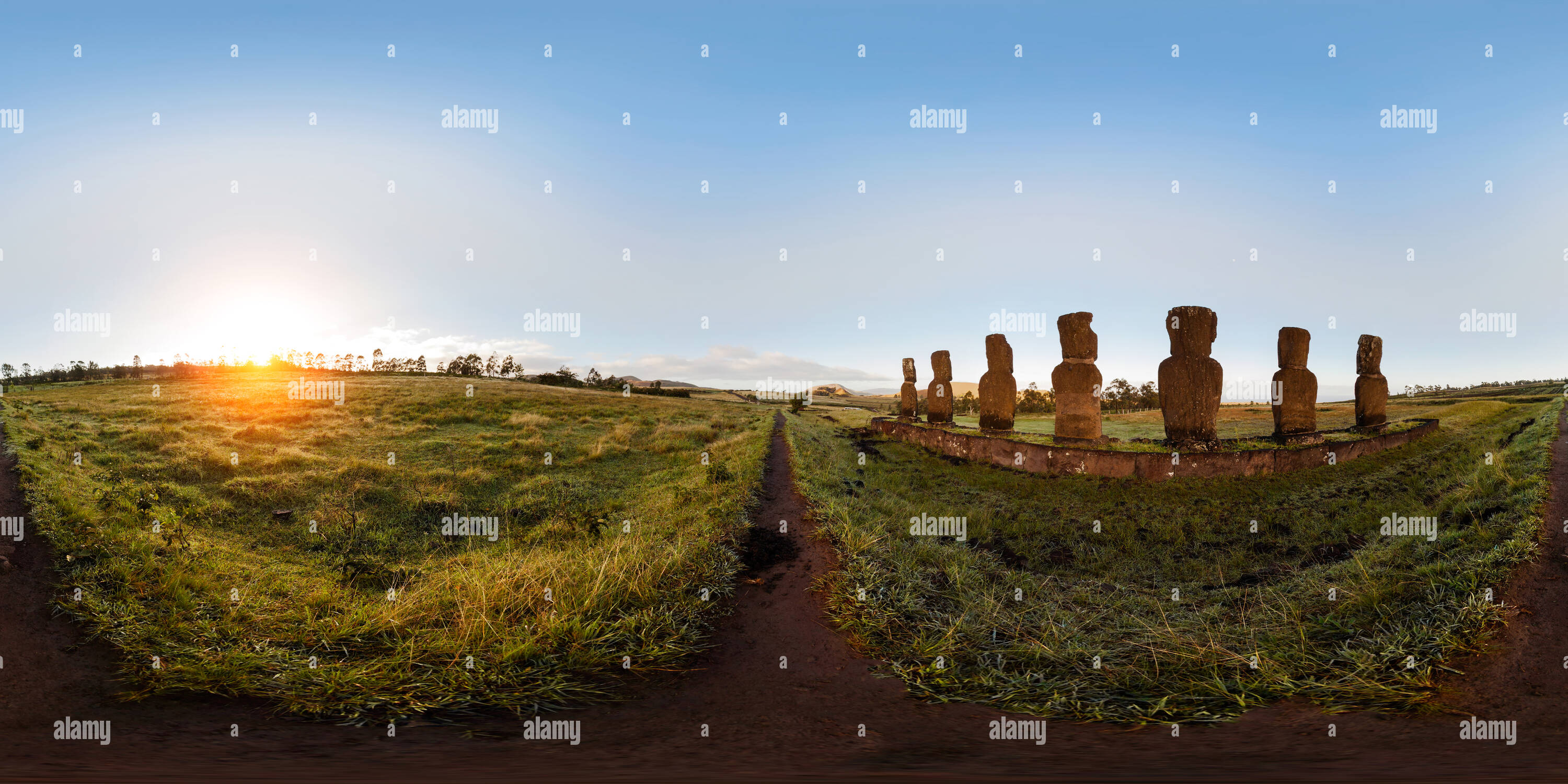 360° view of ahu akivi in easter island - Alamy