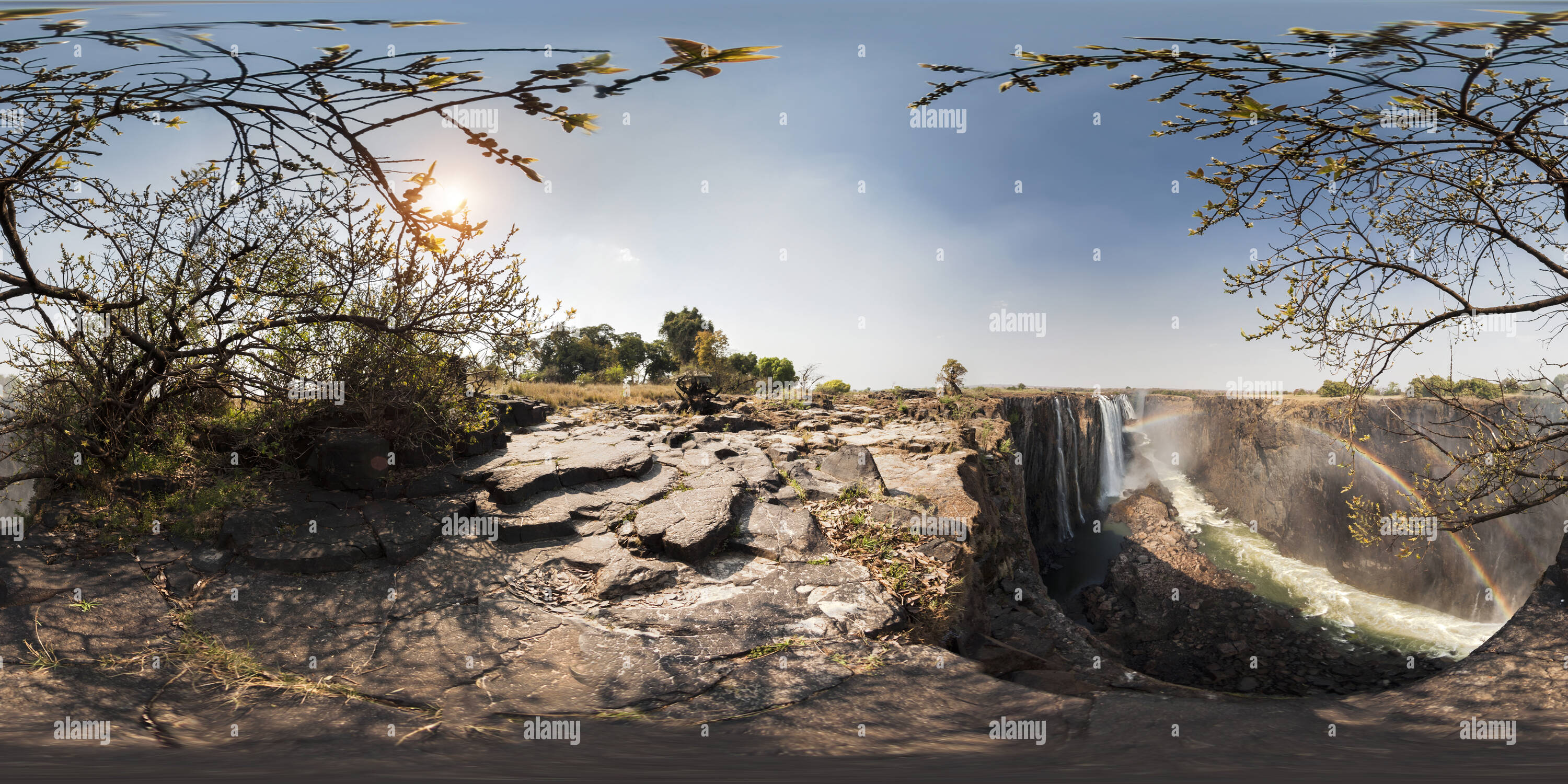 360 degree panoramic view of victoria falls from livingstone island in zambia