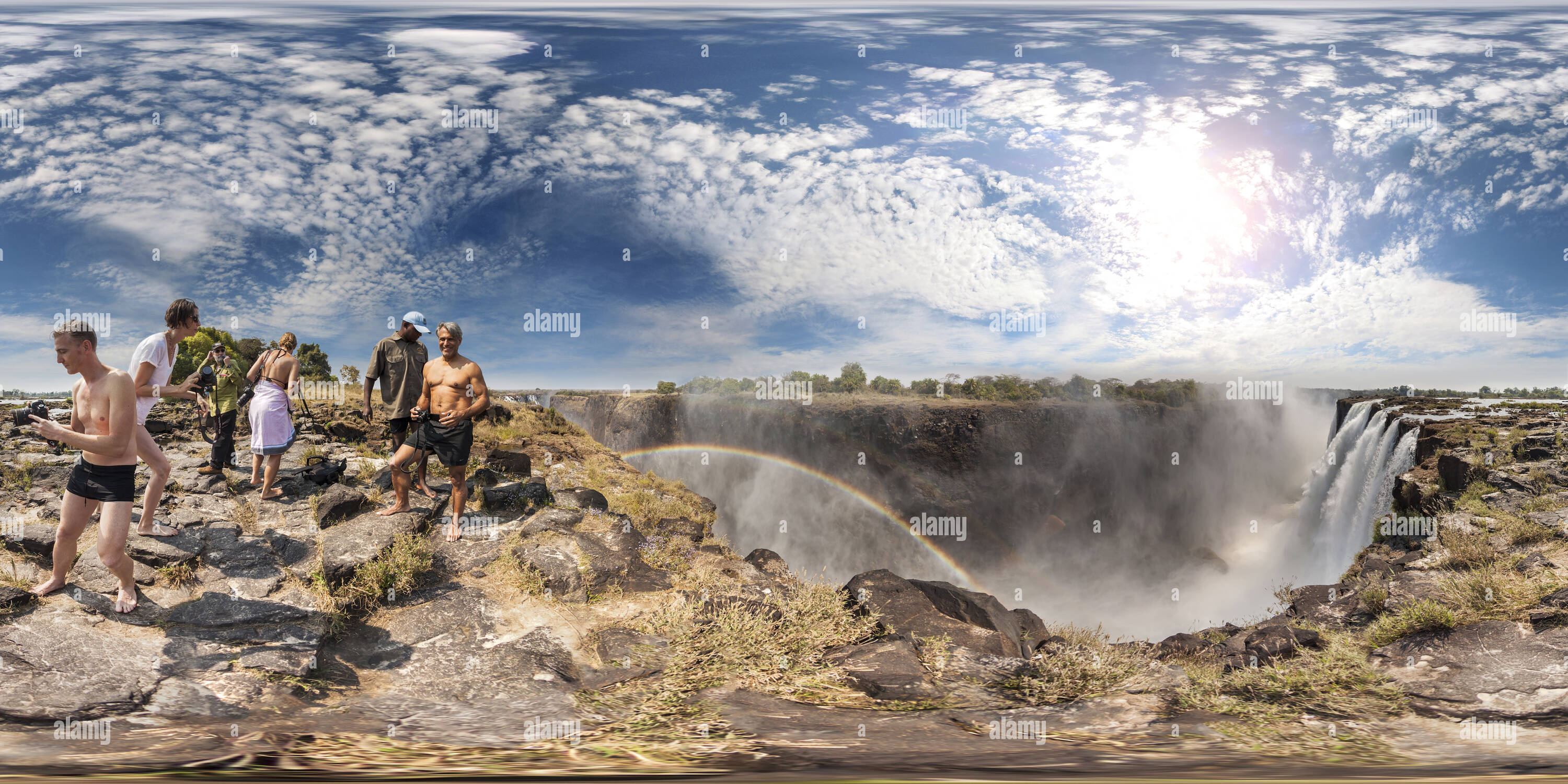 360 degree panoramic view of victoria falls from livingstone island in zambia side