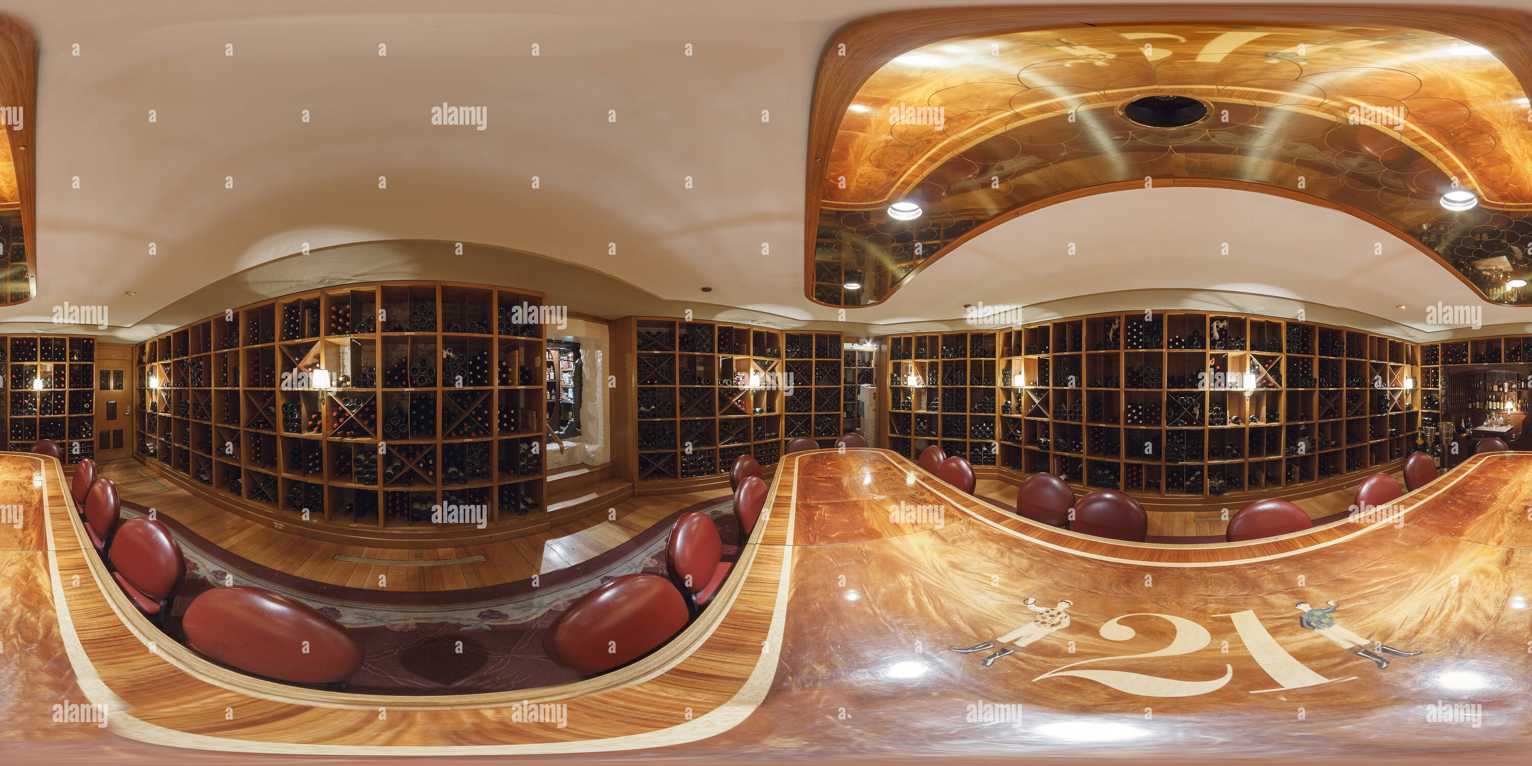 360 degree panoramic view of private wine cellar to restaurant club 21. new yok