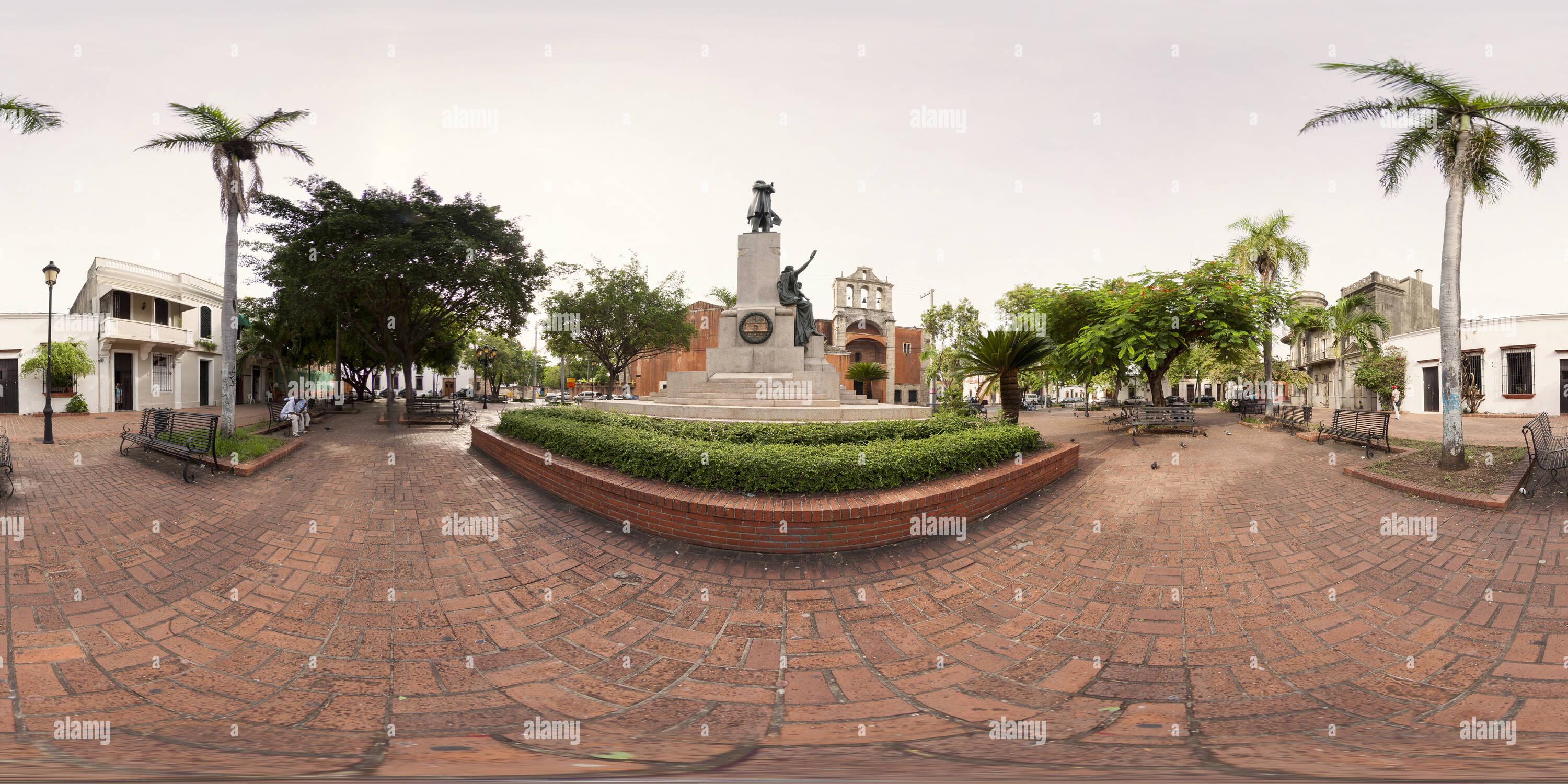 360 degree panoramic view of duarte park. santo domingo. dominican republic