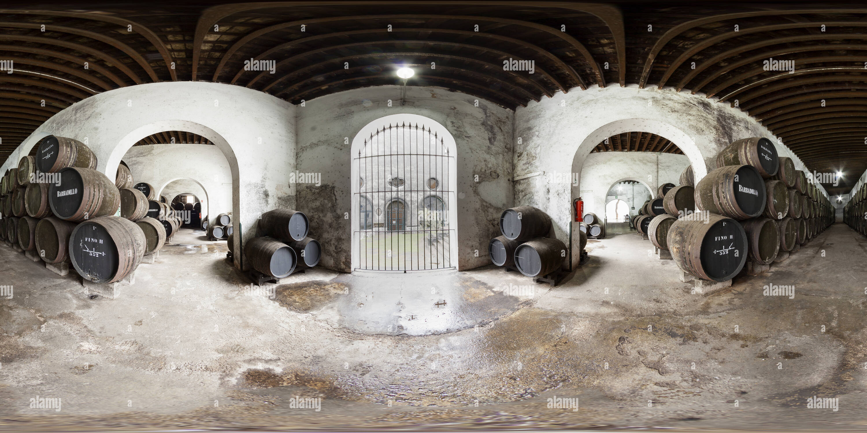 360° view of barbadillo wine cellar. sanlucar de barrameda. cadiz
